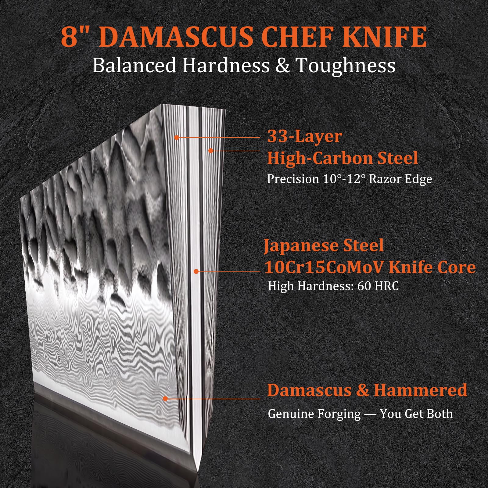 8" Japanese Damascus Chef Knife – High Carbon Stainless Steel, 67 Layers — Amazon image 5