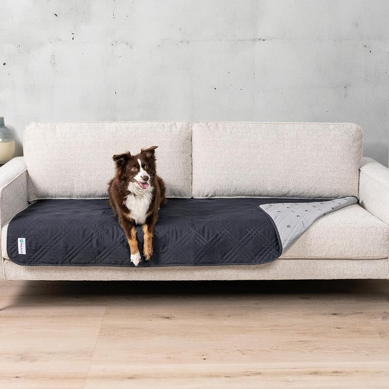 Capa impermeável para sofá e cama de cães e gatos PetAmi, antiderrapante, cinza, 76,2 cm