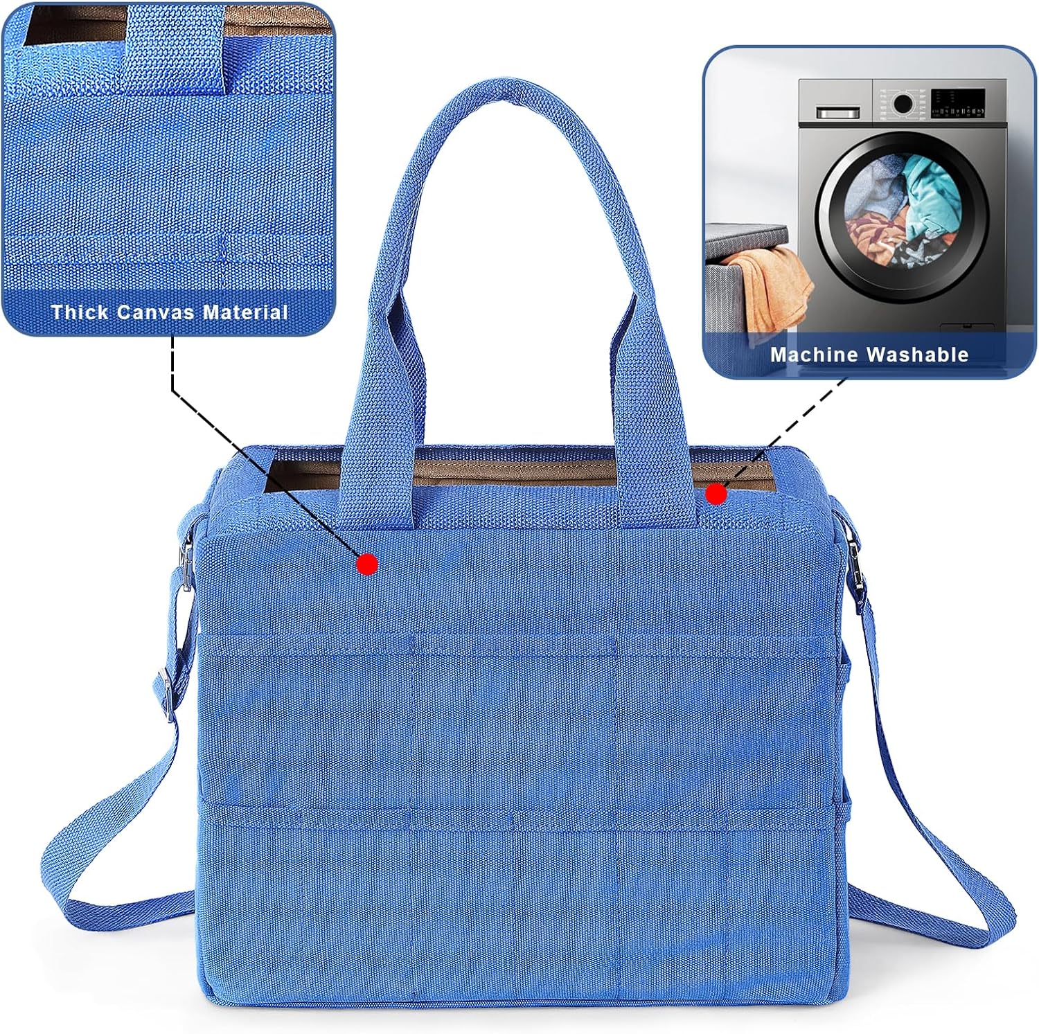 Art Craft Supply & Pottery Bag – 36 Pockets – Detachable Shoulder Strap - Handles – Removable Padded Divider - Washable – Tools, Knitting, Crochet, Yarn, Sewing, Scrapbooking, Clay, Tote