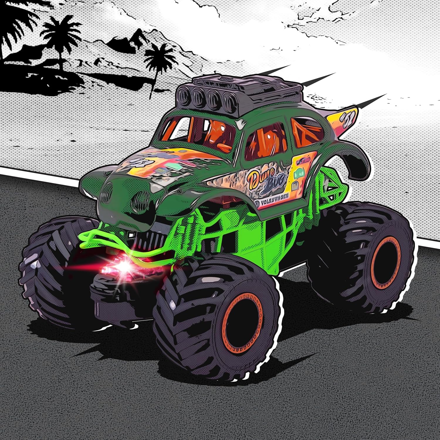 Dickie Toys 203764027 - Dune Bug - Friction-Car, 18 cm, Light, Sound and Rubber Tires, VW Licensed, From 3 Years