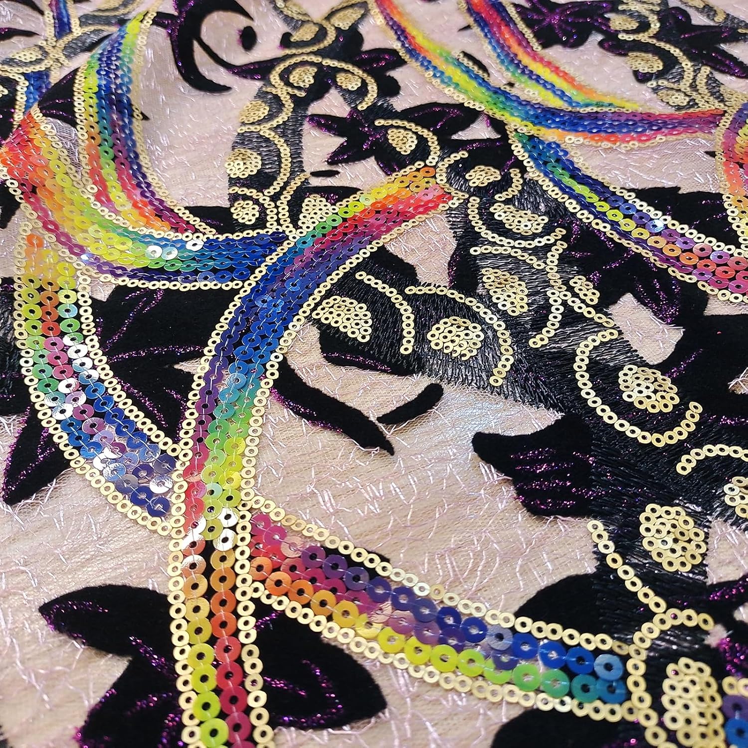 Bestway Laser-Cut Velvet Sequence African Lace Fabric 5 Yards Net Lace Fabric Nigerian Wedding Party Dress Material