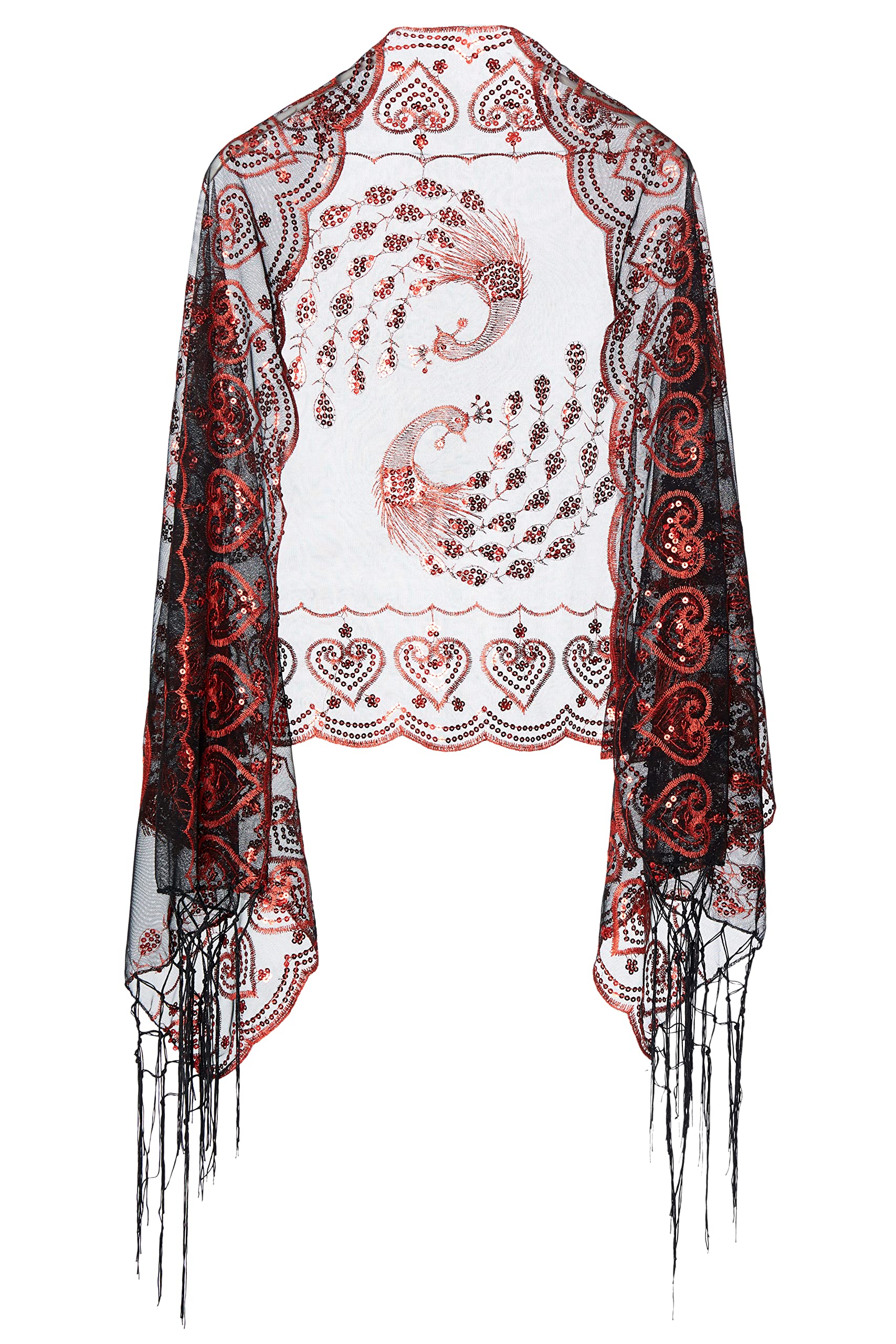 BABEYOND Pailletten-Schal für Damen, 1920er-Stil, Fransen, Abendumhang, Hochzeit, Braut-Schal, Schal für Abendkleider, Party