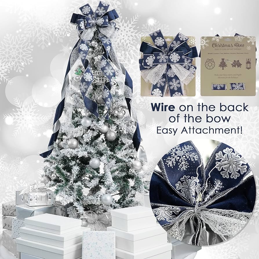 ★クリスマス　リボン　ツリートップ　ネイビー　M★ ☆クリスマスリボンツリートップネイビーM☆