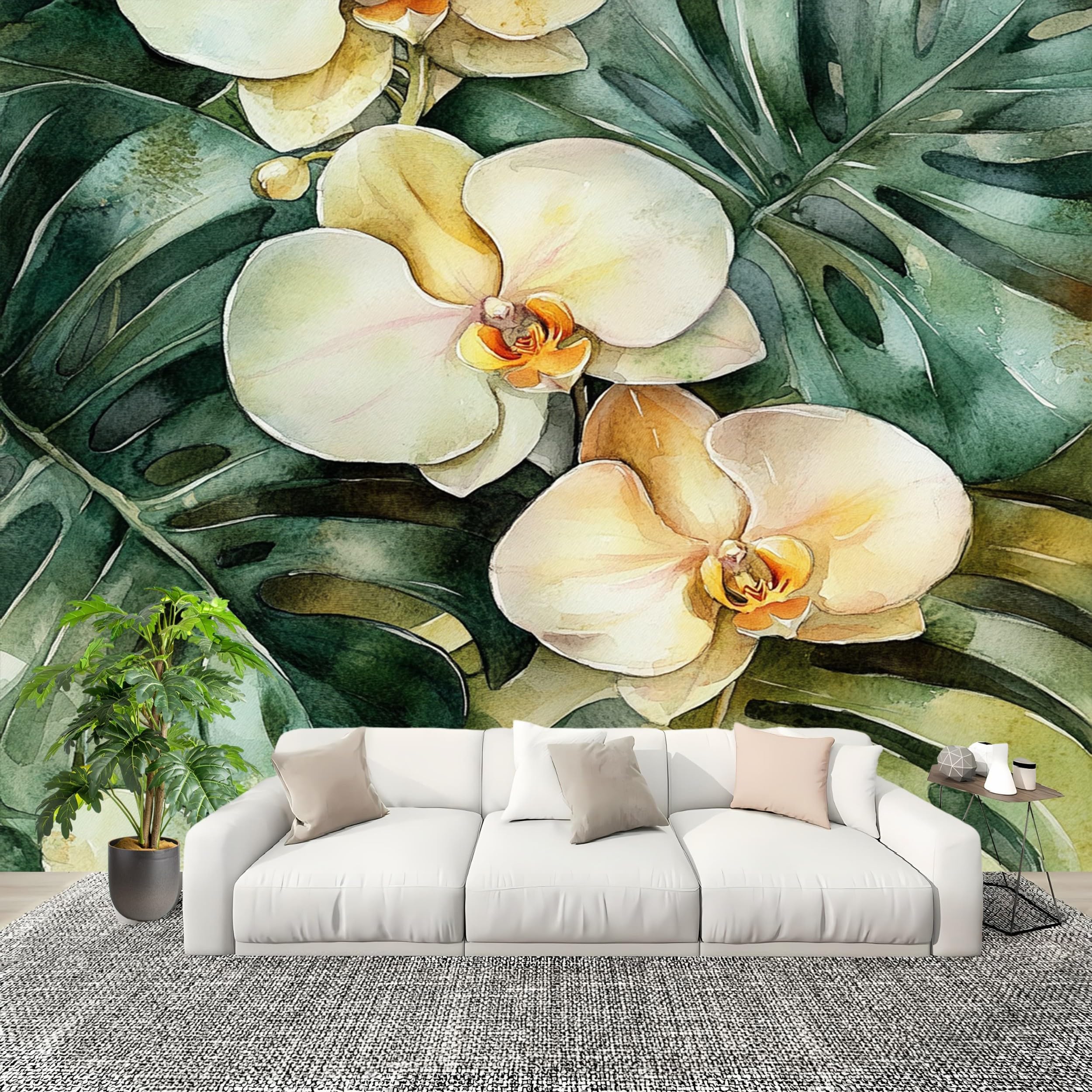 Mural photo haut de gamme 300x210 cm motif tropical et végétal résistant