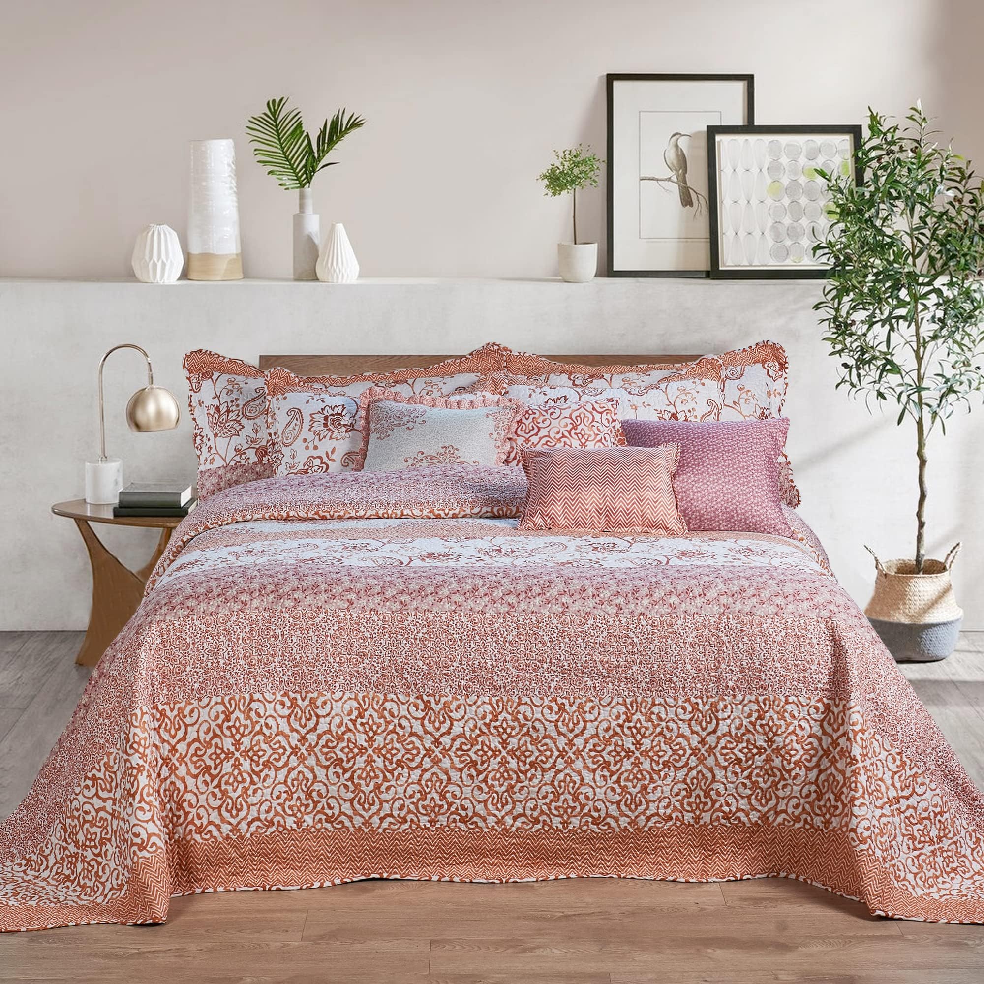 pink 9 Piece Bedspread Set