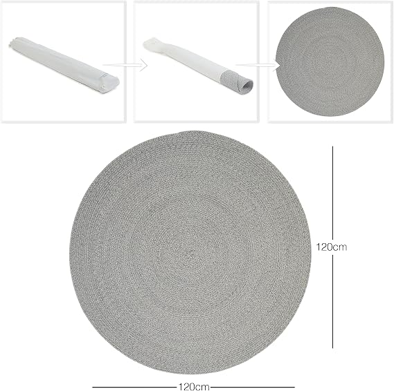 Ocean Home Textile Yikanabİlİr Grİ KirÇilli Pamuklu Hali Kİlİm Ø 120 Cm