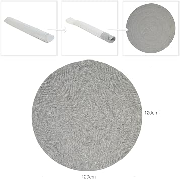 Ocean Home Textile Yikanabİlİr Grİ KirÇilli Pamuklu Hali Kİlİm Ø 120 Cm