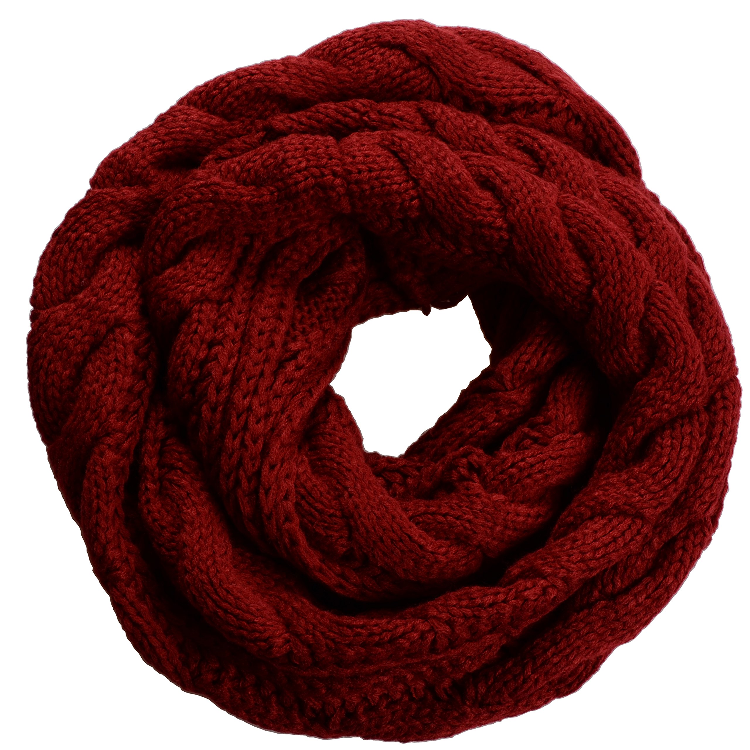 Neosan Women's Twist Claret Thick Ribbed Knit Winter Infinity Circle Loop Scarf, 48" Circumference X 12"W