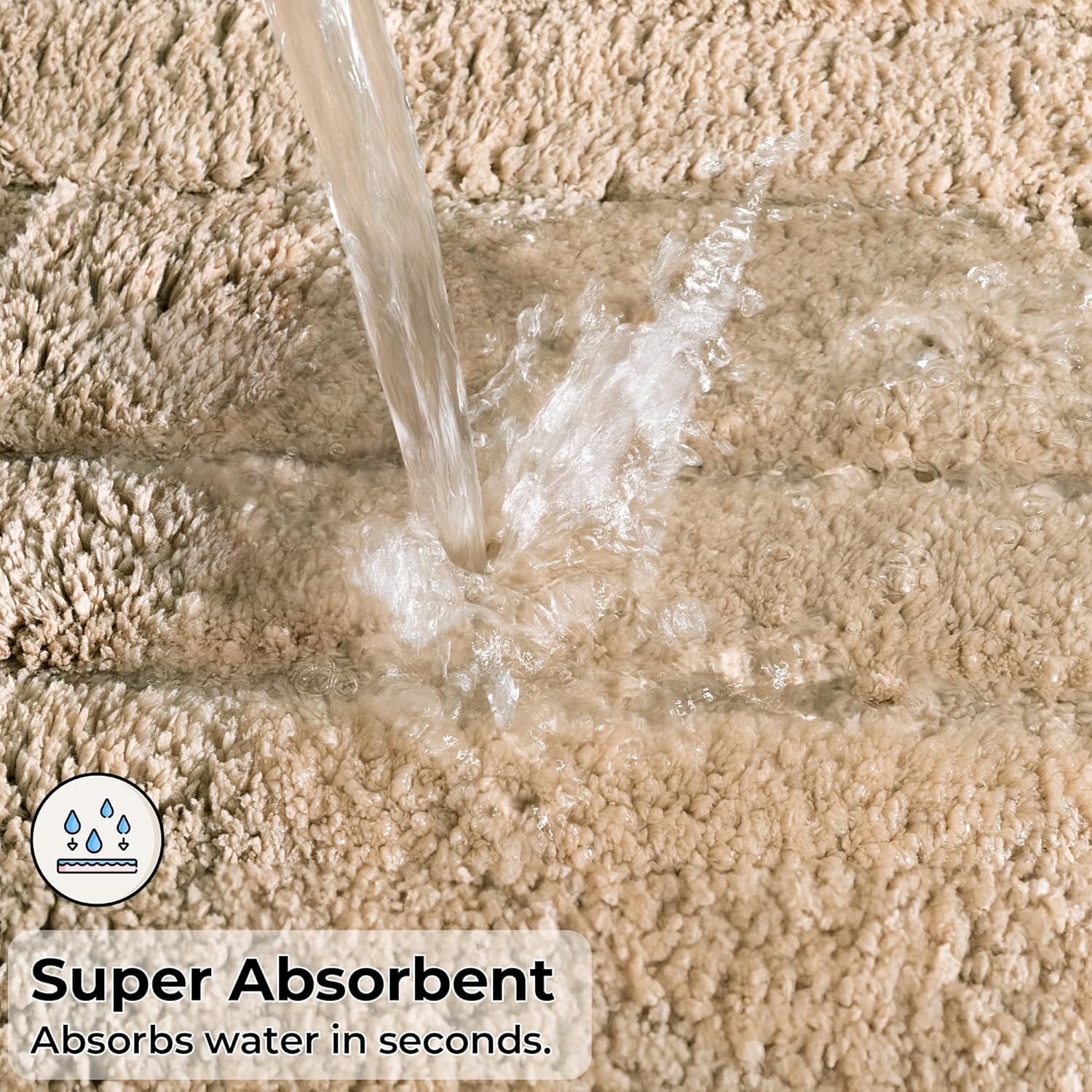 GRANNY SAYS Bathroom Rugs Sets 2 Piece,Soft Bath Mats for Bathroom, Bath Rugs Non Slip Washable, Absorbent Bath Rug for Tub,Shower and Toilet, Bathroom Mat Set (Beige, 20" x 32" + 16" x 24") - Image 4