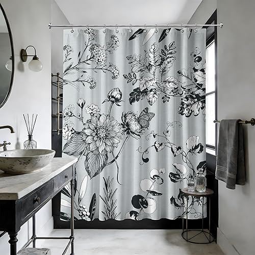 Miniatura 91 de Cortina de ducha azul marino de bosque Cortina de ducha azul oscuro de montaña y naturaleza para decoración de baño de hombres, tela impermeable con