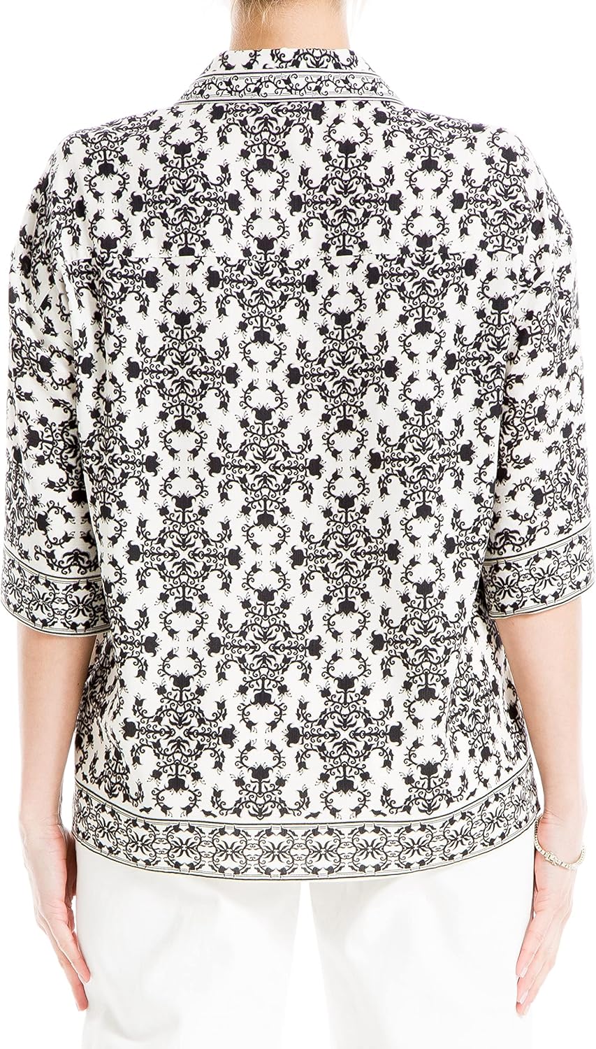 Max Studio Womens Rayon 3/4 Sleeve Button Front Blouse - Image 2