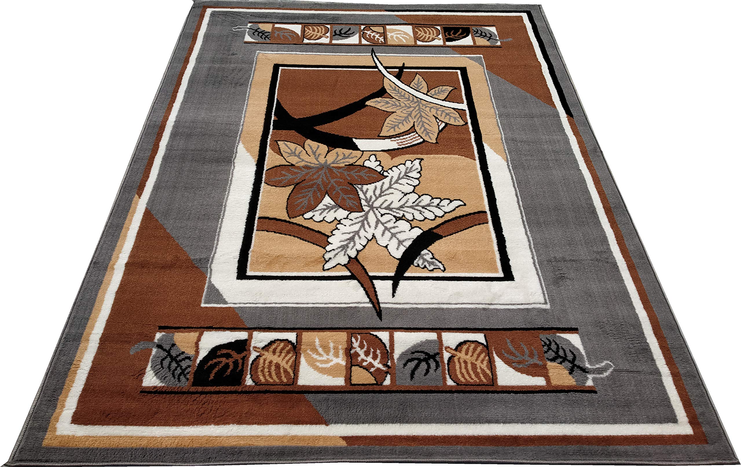 Carpet Floral Design Soft Acrylic Rectangular Living Room-Bedroom-Hall-Loby-Office- Indoor or Outdoor- 3x5 Feet (90x145 CM) Grey