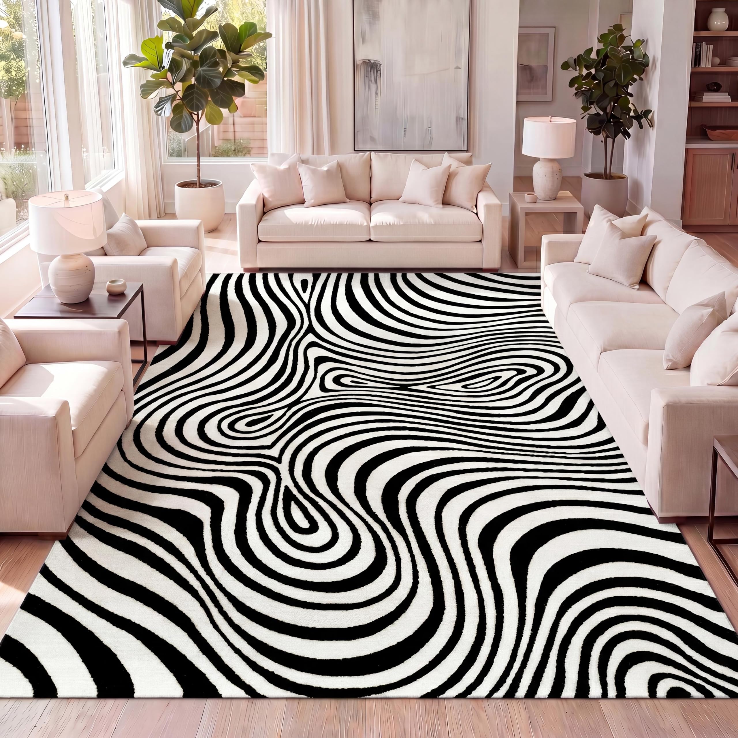 Amazon.com: JONATHAN Y Maribo High-Low Abstract Striped Black