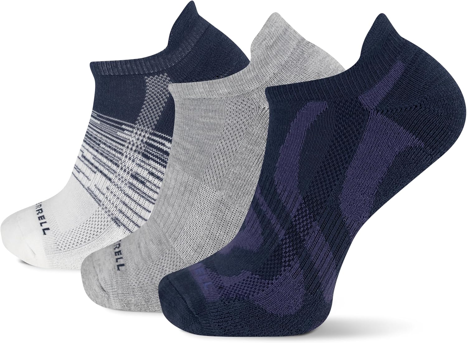 Merrell Repreve Everyday Low Cut Tab Sock, Navy Assorted, M/L (Women's 10-13 / Men's 9-12)