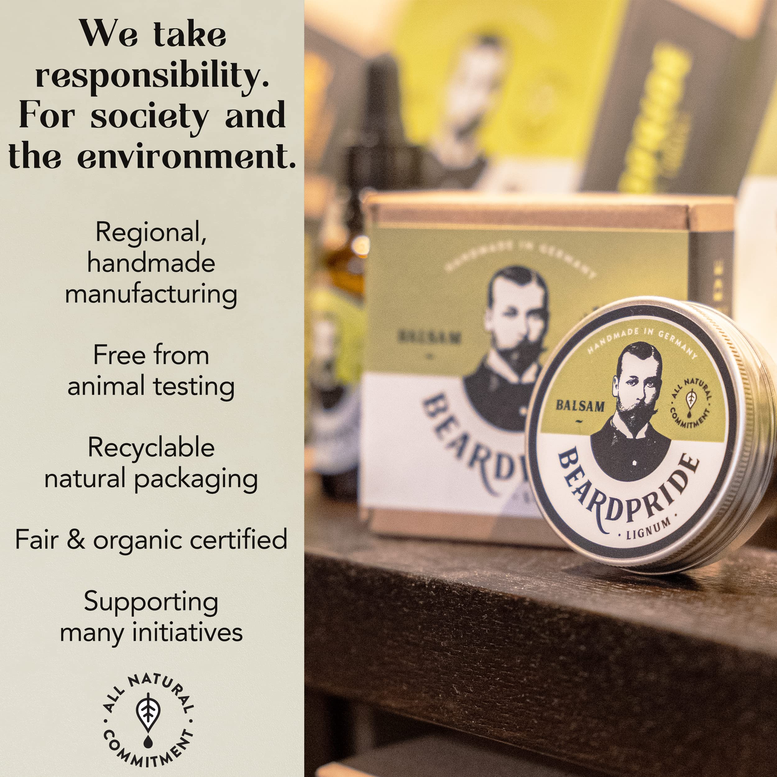 BEARDPRIDE Cera para Barba Hombres - Traditional - Original para Dar Forma al Bigote - a Base de Cera de Abejas - Regalo para Hombres - 55g