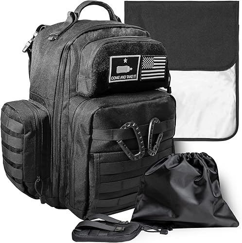 Bolsa de pañales para papá, mochila militar estilo Molle, hecha de poliéster resistente 900D impermeable con correas extra largas más anchas, bolsa