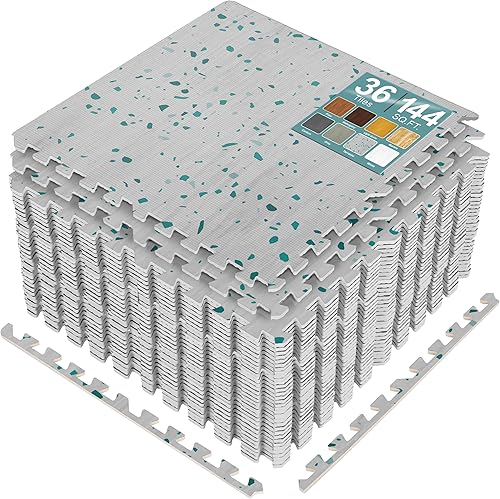 Miniatura 21 de Sorbus Losetas de suelo de madera veteada, esteras de espuma EVA entrelazadas, losetas de 3/8" de grosor para suelos de madera, esteras de ejercicio