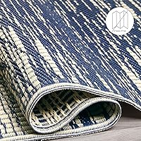 Vista 5 de Fab Habitat - Tapete de plástico reciclado para exteriores, impermeable, resistente a la decoloración y a las arrugas, rayas abstractas desgastadas