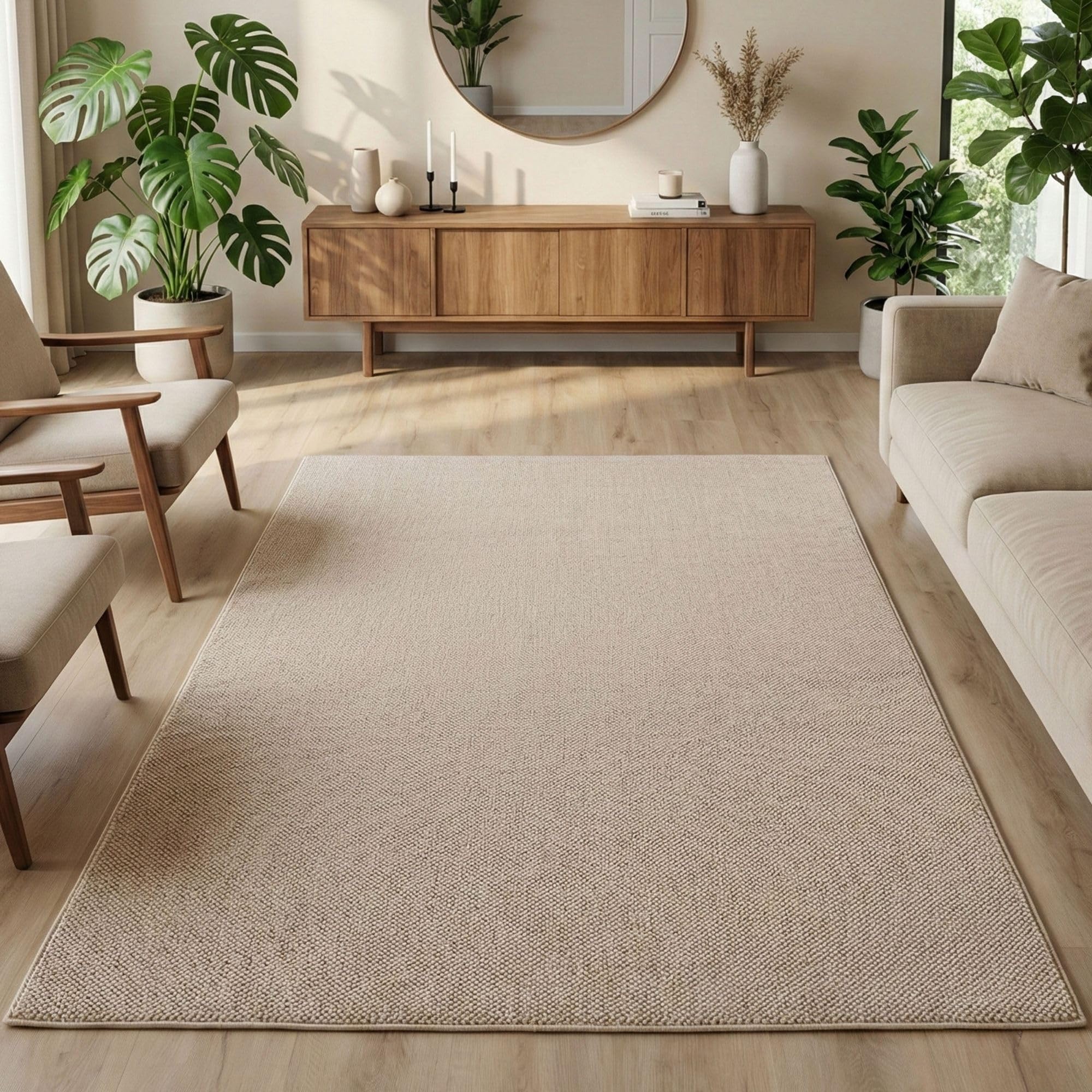 Carpetsale24 Teppich Wohnzimmer Einfarbig Bouclé Schlingenflor Skandi Stil Superweich Pflegeleicht Robust für Schlafzimmer Modern Gemütlich