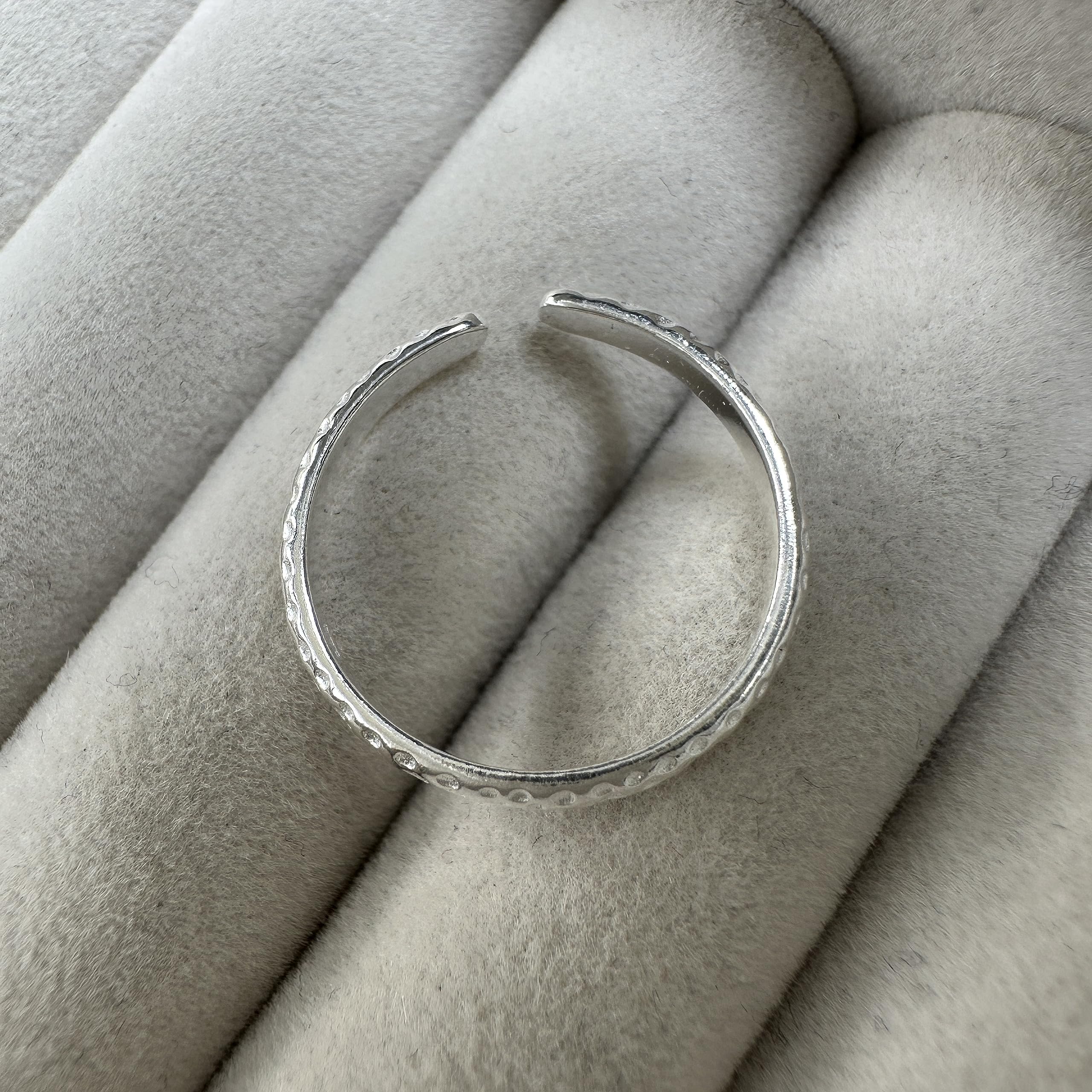 jewellerybox Bague d'Orteil Martelée Ajustable en Argent 925/1000