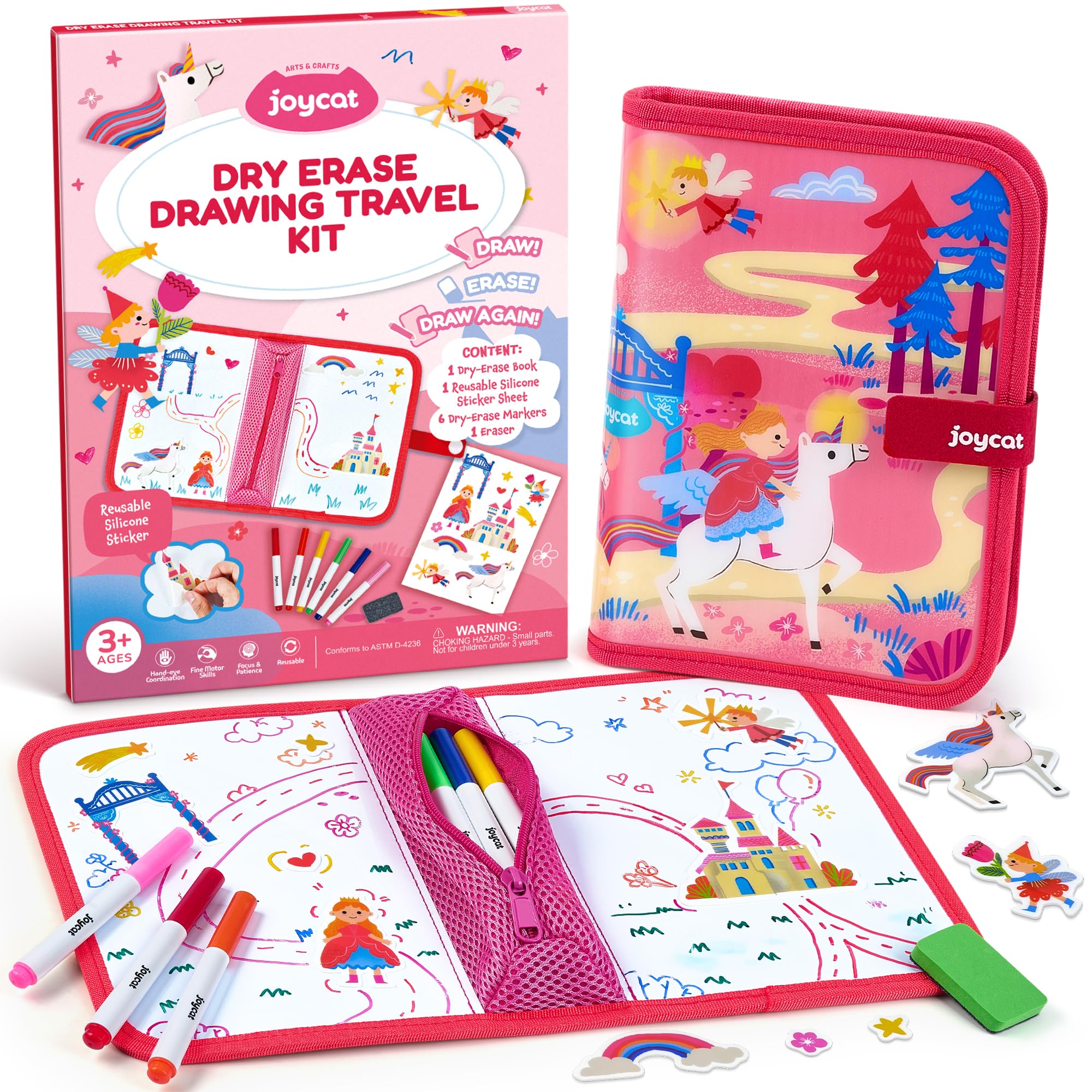 JoyCat 10-Inch Dual-Sided Dry Erase Travel Board, Fairy Tale