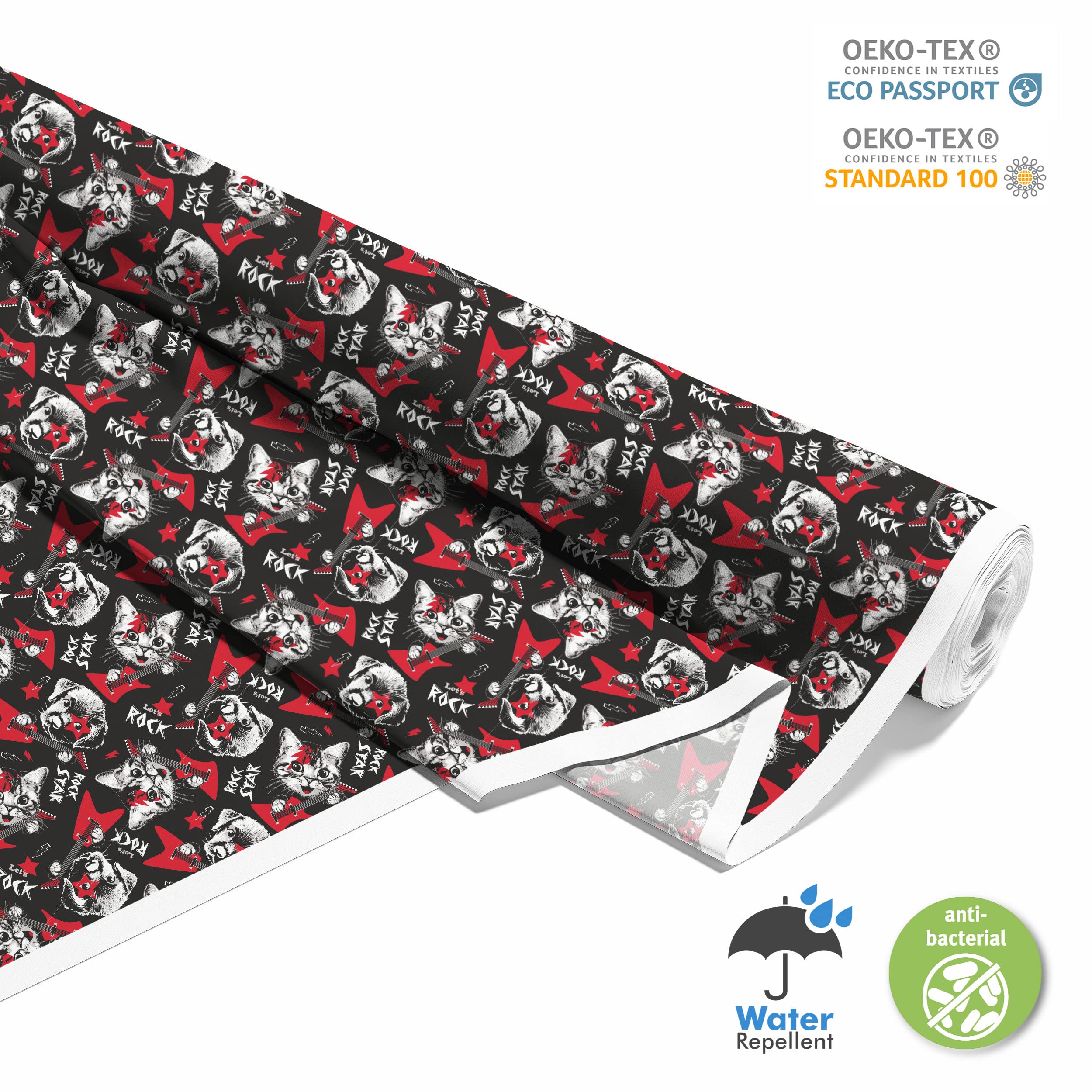 HEKO PANELS Tela Para Tapizar Impermeable Por Metro Telas Tintada Para Sofas Gruesa Resistente Al Desgaste Antimanchas Sillas Loneta Estampada Rock Star 5 Metros 155 x 500 cm