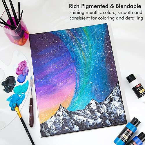 Miniatura 4 de Shuttle Art Pintura acrílica metálica de 30 colores, pintura acrílica metálica con 10 pinceles y 1 paleta, 2.0fl oz2 onzas, pigmentos ricos, pintura