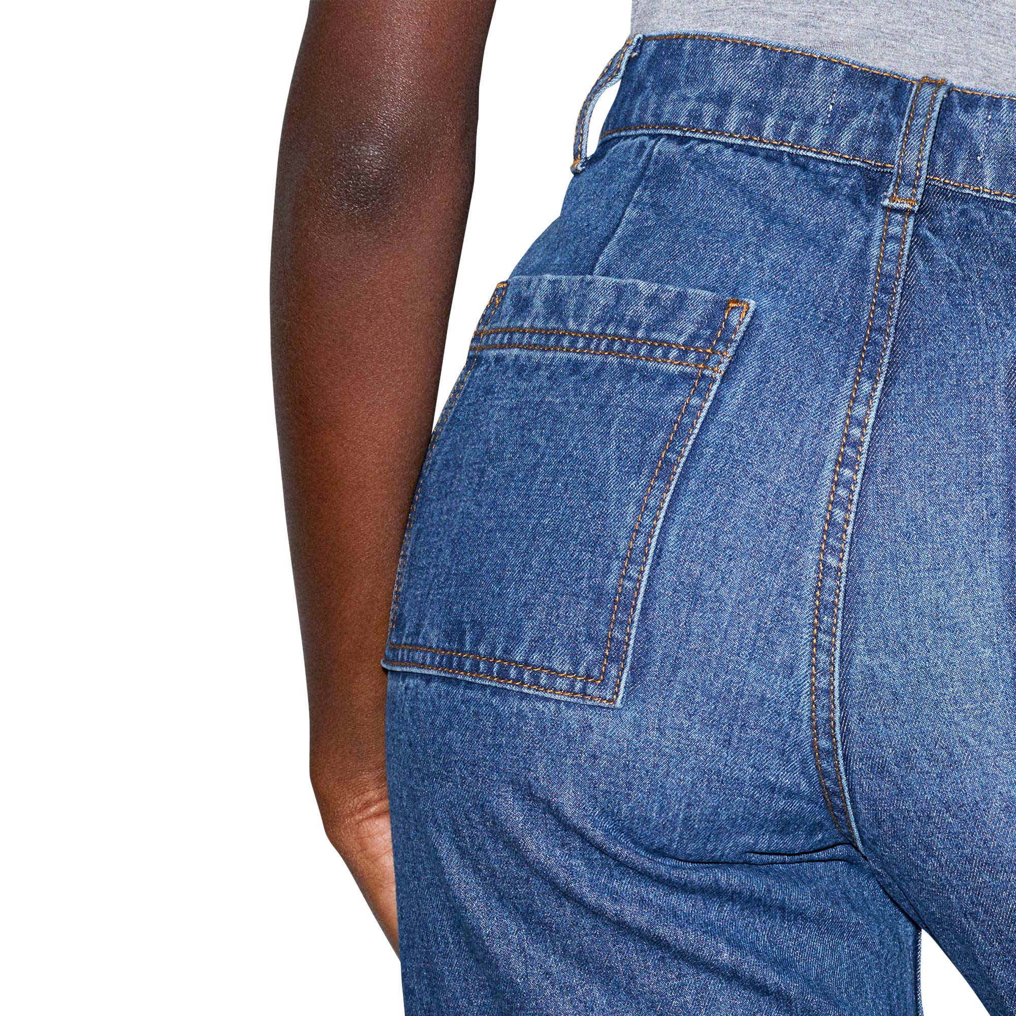 American Apparel Jeans Crop Gamba Larga, Lavaggio Medio, 29W x 27L Donna