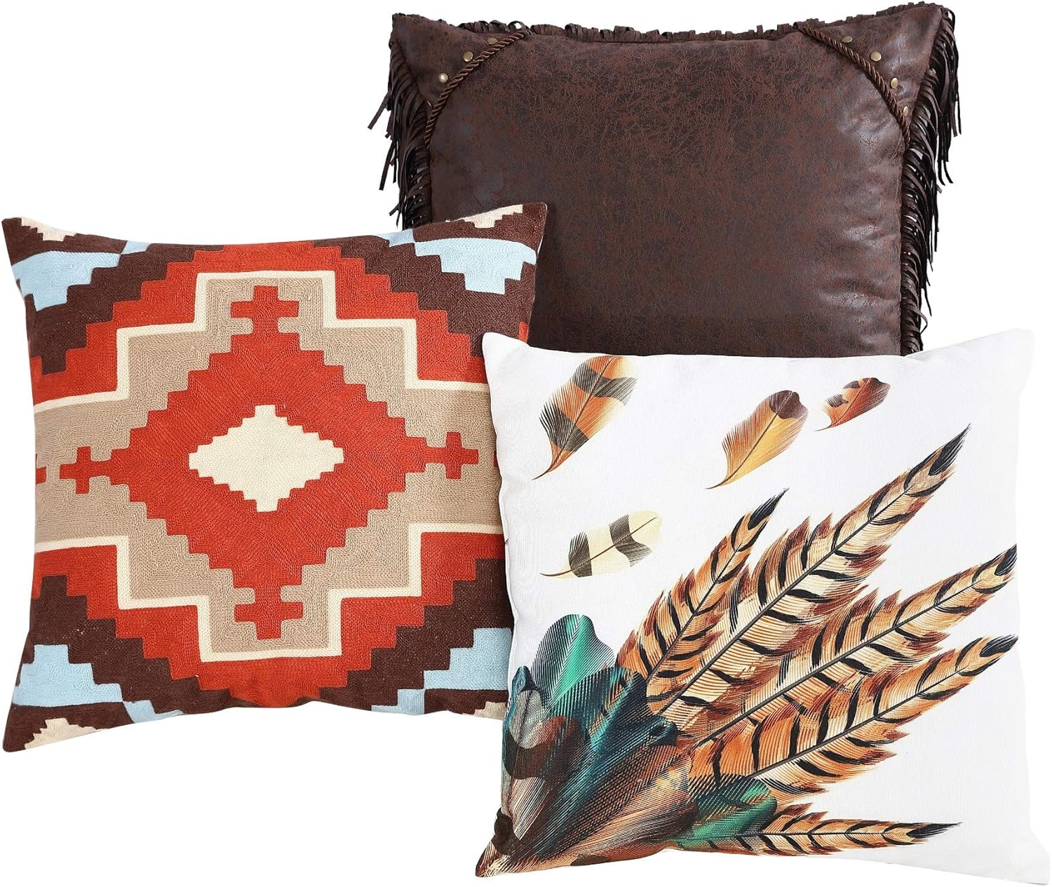 Chezmoi Collection Wyoming 7-Piece Southwestern Geometric Tribal Comforter Set - Printed Multicolor Beige Brown Blue Red Bedding Set, California King