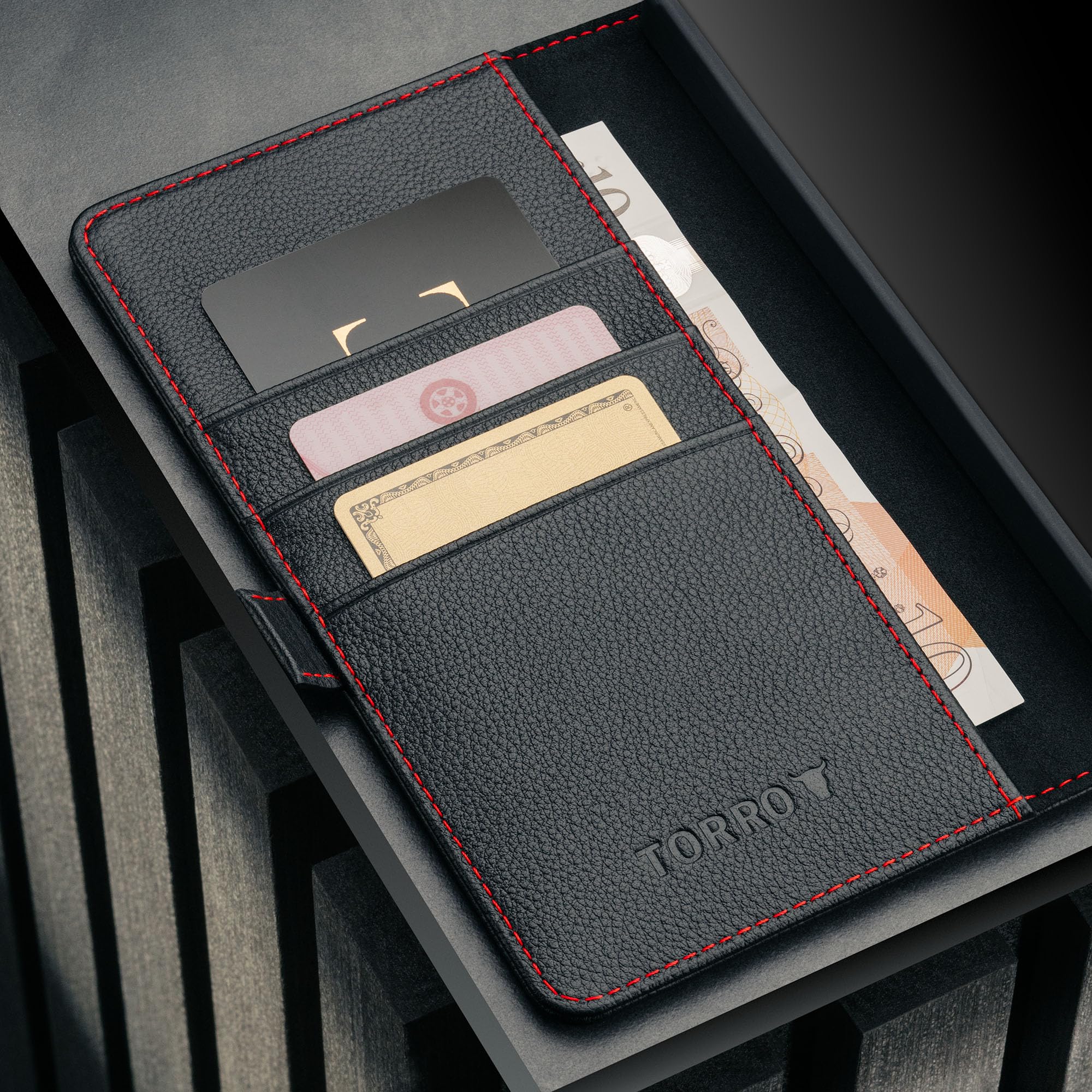 TORRO Hülle kompatibel mit Samsung Galaxy S26 Ultra 5G 2025 - Premium Leder Hülle mit Standfunktion und Kartenfächern (Schwarz)