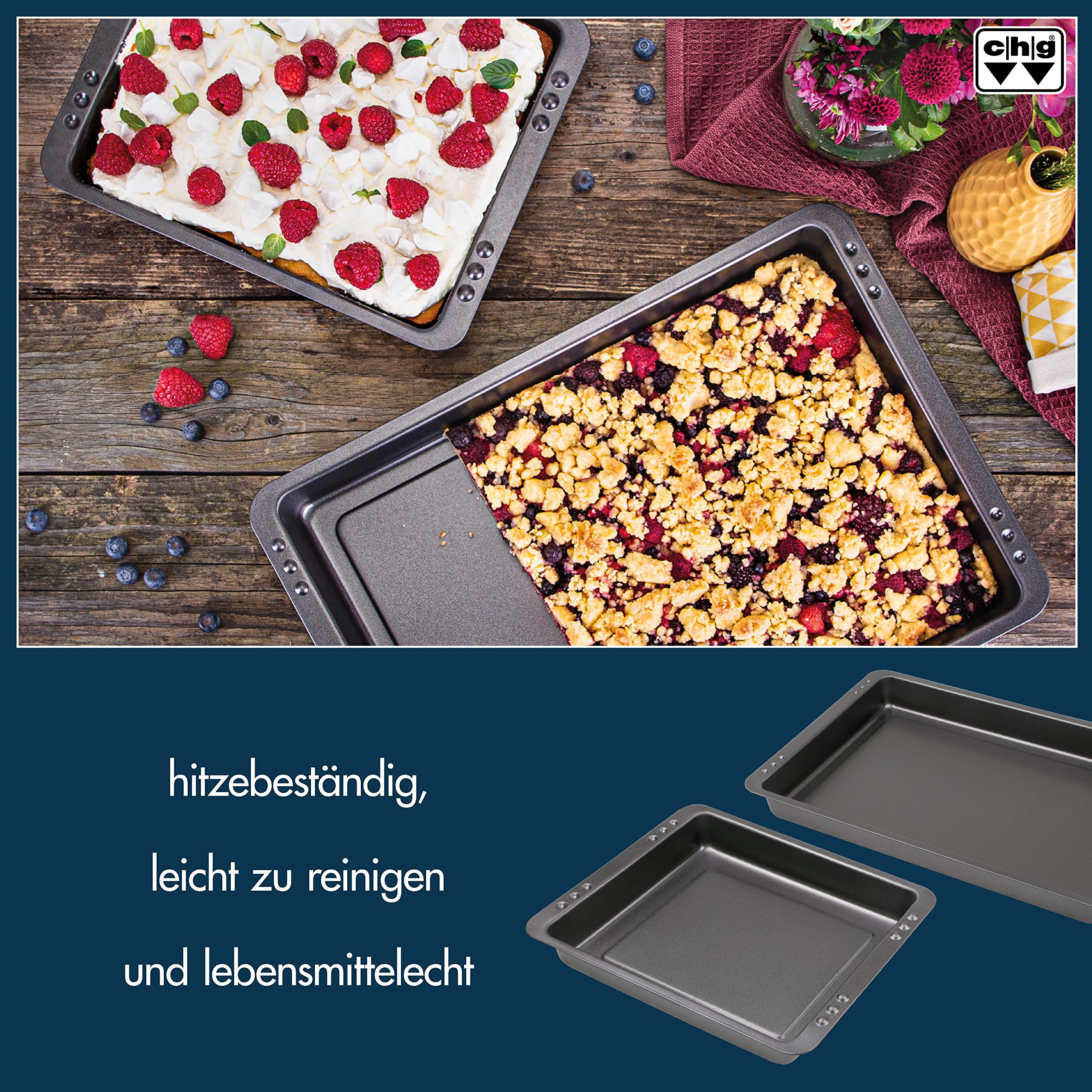 CHG 9550-104 2 Piece Baking Dish Set 42 cm x 29 cm x 4 cm and 29 cm x 23 cm x 4 cm