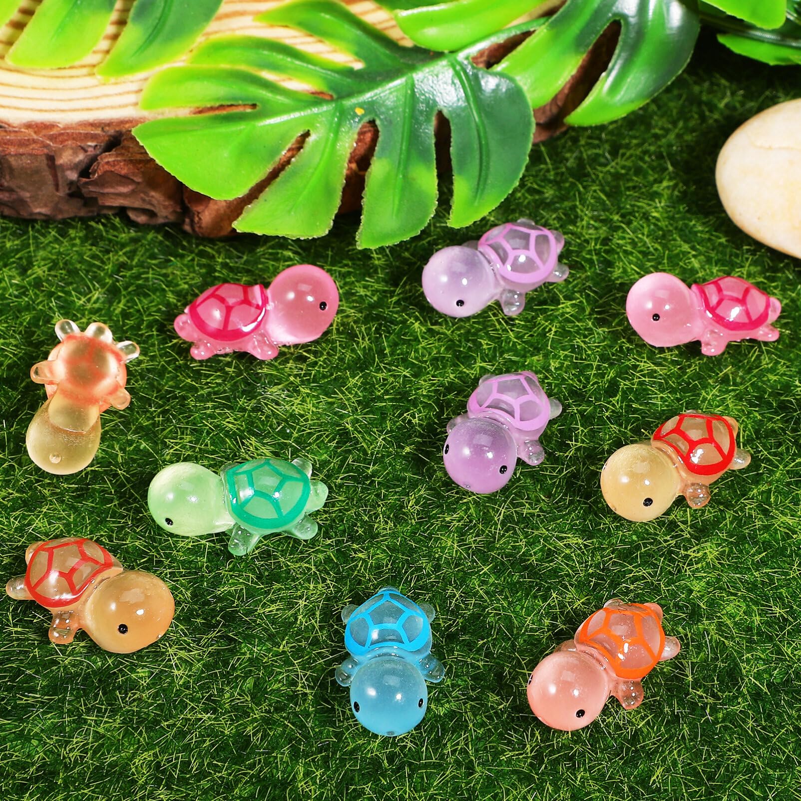 WOZADU 300 PCS Luminous Mini Resin Turtles – Tiny Figures For Crafts, Fairy Gardens, & Miniatures - View #11