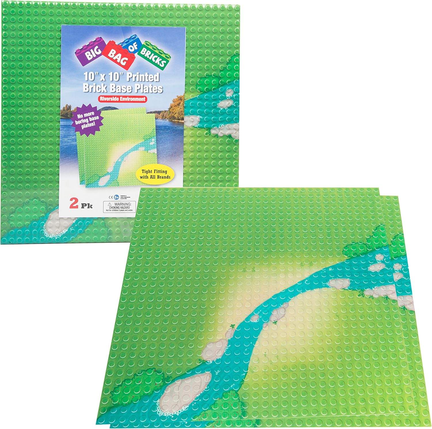 SCS Direct Brick Building Blocks Baseplates with Grassy