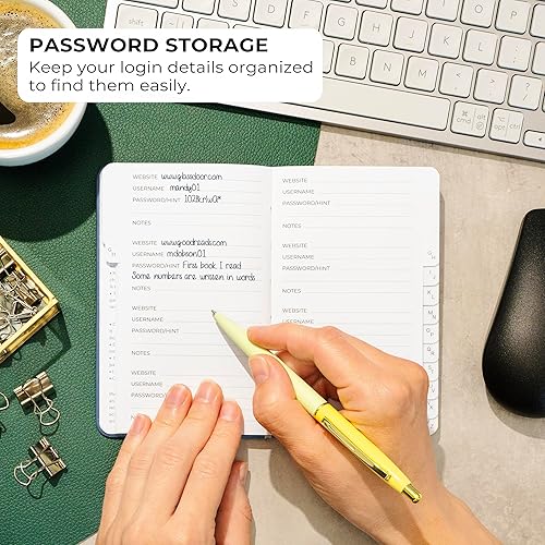 Miniatura 3 de Clever Fox Libro de contraseñas de segunda edición pequeño  Guardián de contraseñas de bolsillo con pestañas alfabéticas  Cuaderno de direcciones de