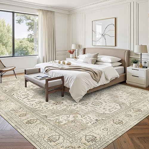 Miniatura 58 de Alfombras de área de 8 x 10 pies para sala de estar, vintage lavable con parte trasera antideslizante, resistente a las manchas, alfombra de área