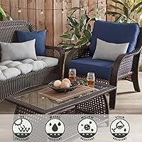 Vista 199 de Greendale Home Fashions 2-Piece Outdoor Deep Seat Cushion Set, Steel Blue Stripe