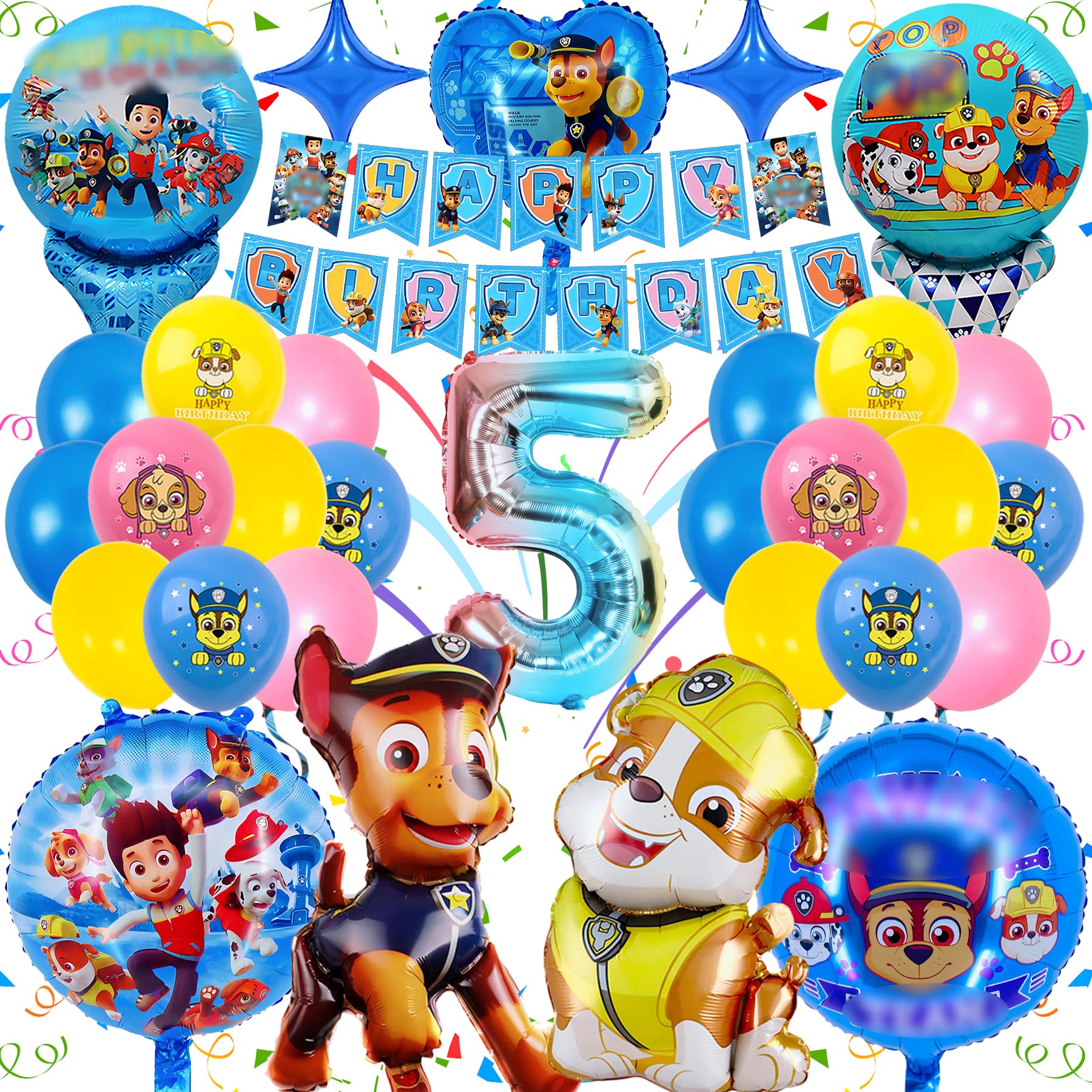 Decoración Cumpleaños Patrulla Canina, 31 Piezas Globos Patrulla Canina 5 Años, Globos Patrulla Canina Cumpleaños Bluey, Feliz Cumpleaños, Guirnalda Cumpleaños, Decoración Fiesta para Niños y Niñas