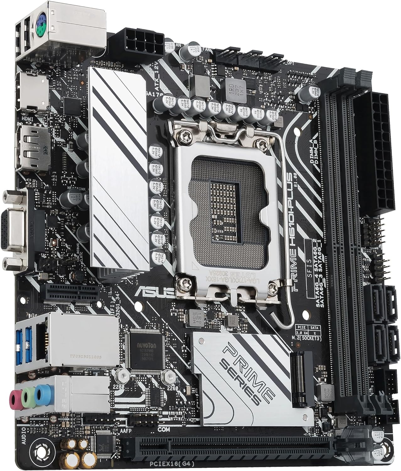 ASUS Prime H610I-PLUS-CSM Intel® H610 (LGA 1700) Mini-ITX Motherboard with DDR5 5600, PCIe 4.0, M.2 Slot, Intel® 1 Gb Ethernet, DisplayPort, HDMI™, D-Sub, USB 3.2, SATA 6, ASUS Control Center Express