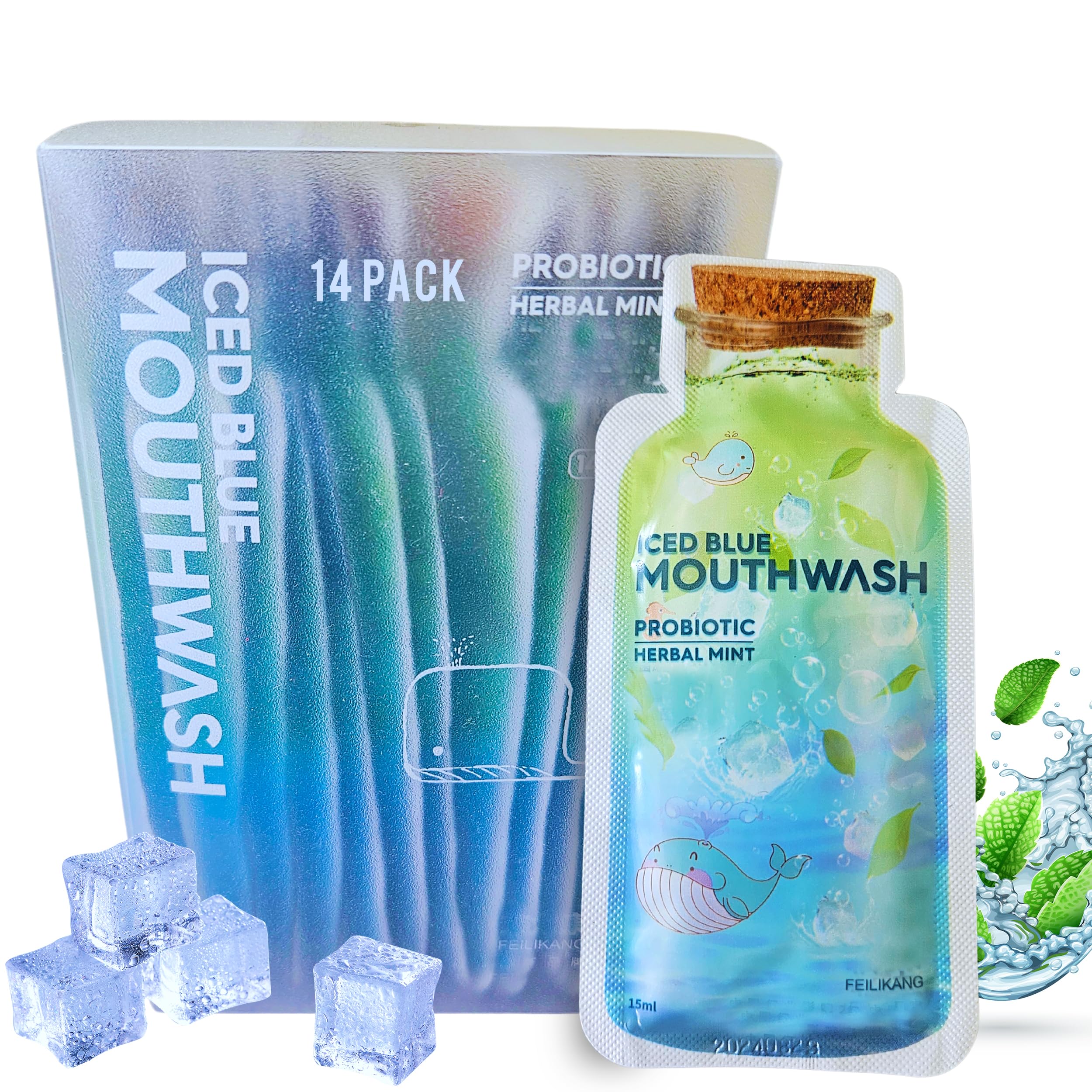 Skywin Travel Size Mouthwash - Mini Mouthwash Travel Size Mint Flavored Travel Mouthwash for Adults, Travel Mouthwash Packets Prevents Cavities, Individual mouthwash packets (14 Pcs in 1 Pack)