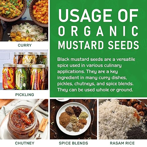 Miniatura 7 de Jiva - Semillas orgánicas de mostaza negra enteras de 2.75 libras, bolsa a granel - Apto para dieta cetogénica sin OMG, no irradiadas