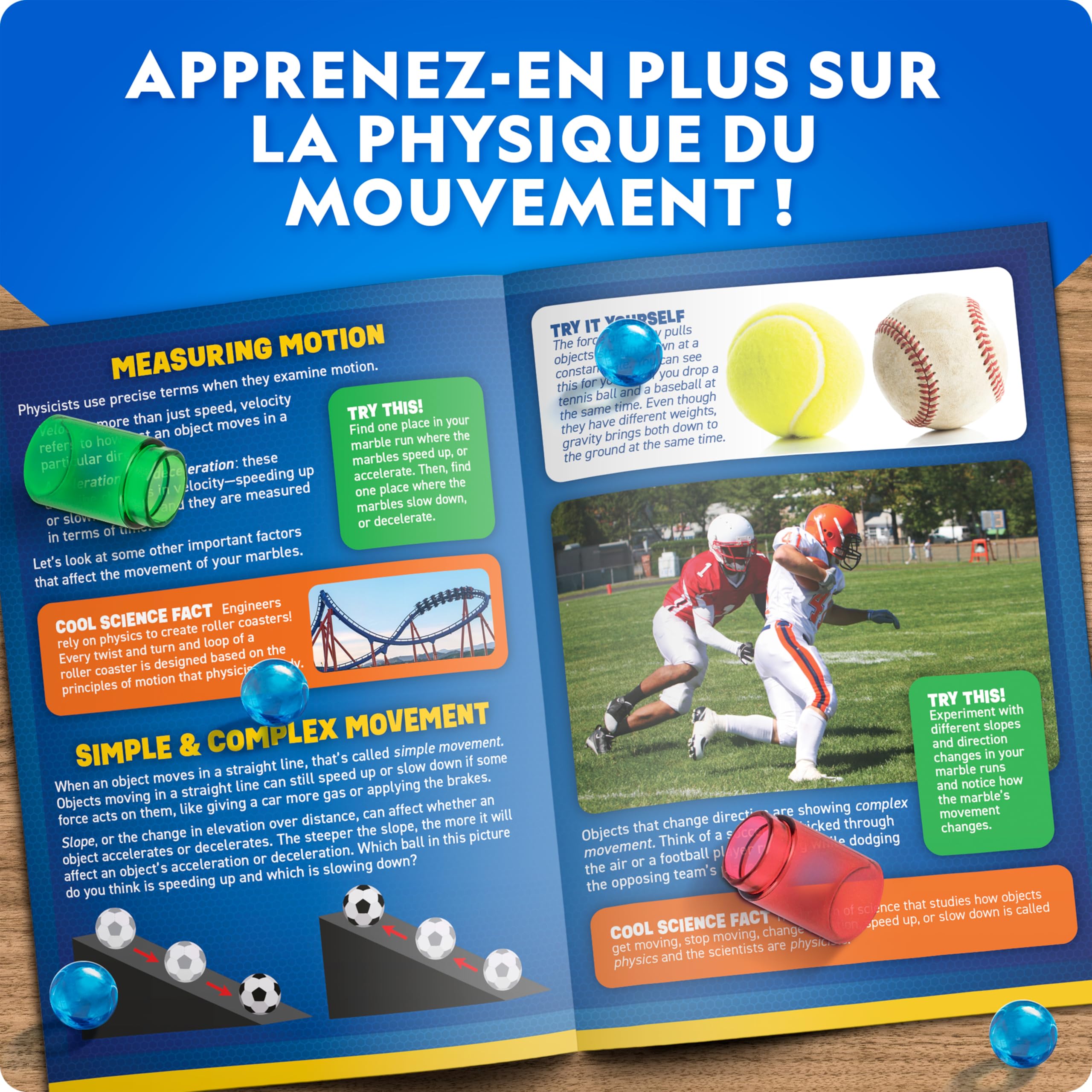 Circuit à Billes National Geographic avec Ascenseur Motorisé – Kit de 95 Pièces avec Spirale Électrique, 20 Billes, Sac de Rangement et Plus, Machine à Mouvement Perpétuel, Jouet de Physique