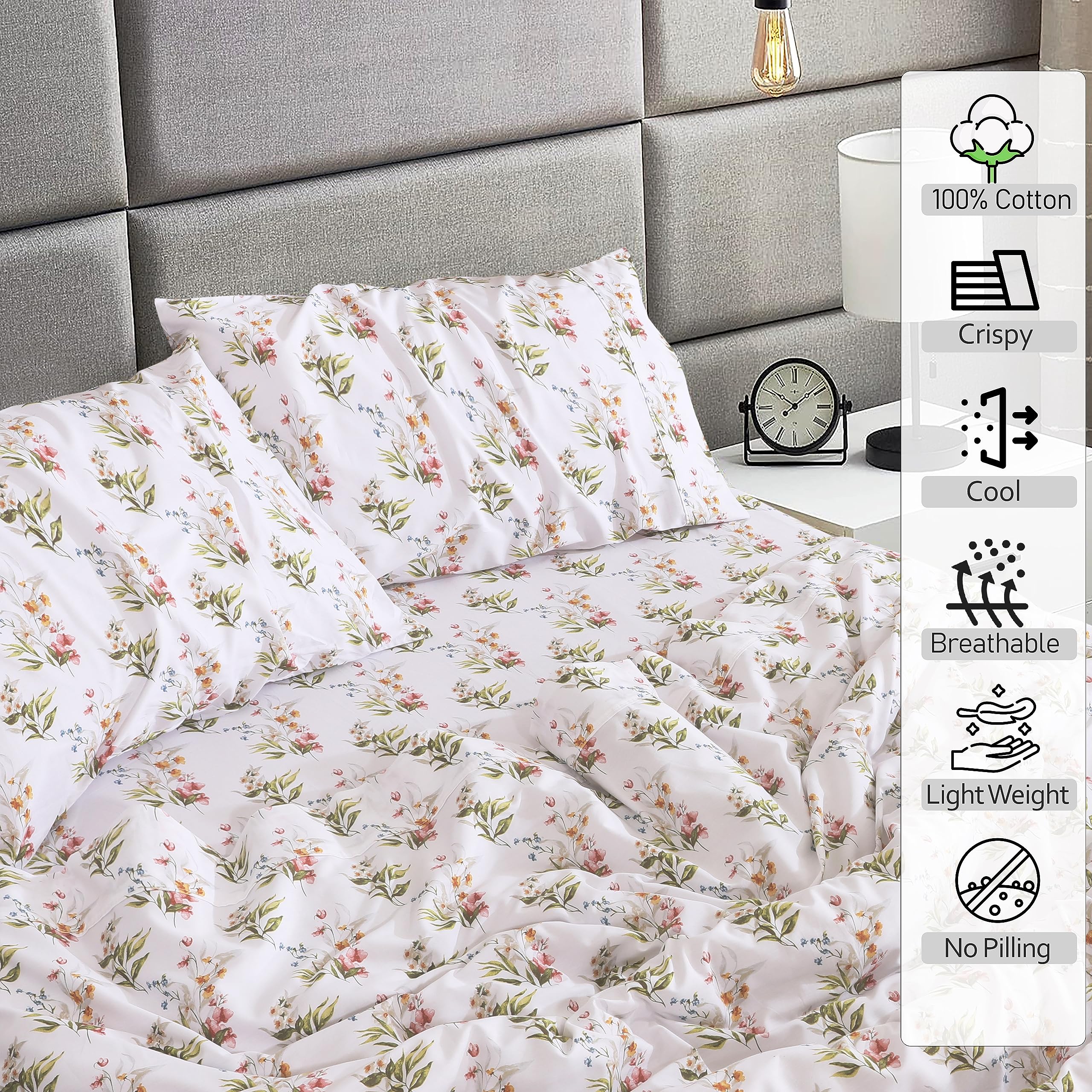 Ruvanti 100% Cotton Full Size Bed Sheets, 4 Pieces, Soft & Breathable Percale Weave Bedding, Deep Pocket 16", Hotel Standard - Image 3