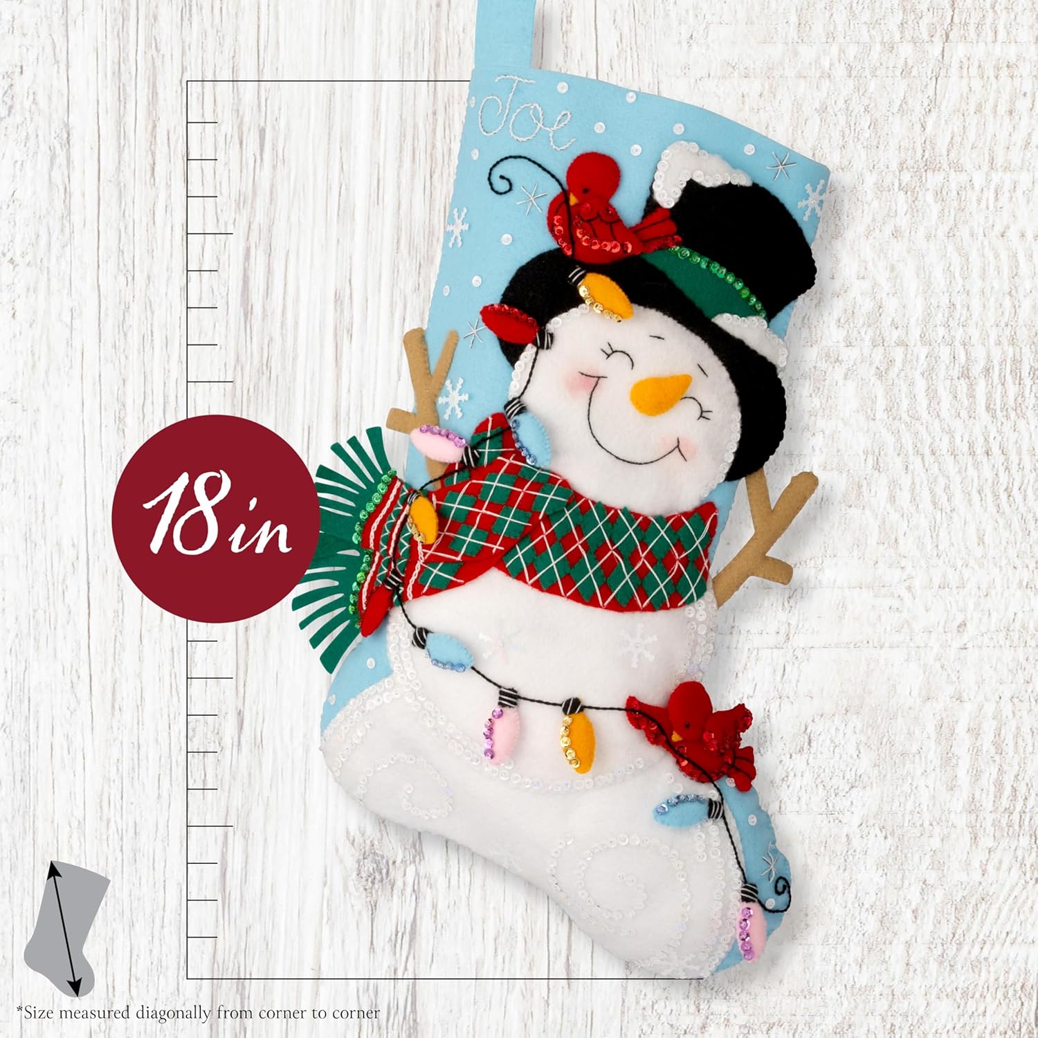 Bucilla Felt Applique 18" Stocking Making Kit, Frosty and Bright, Perfect for DIY Arts and Crafts