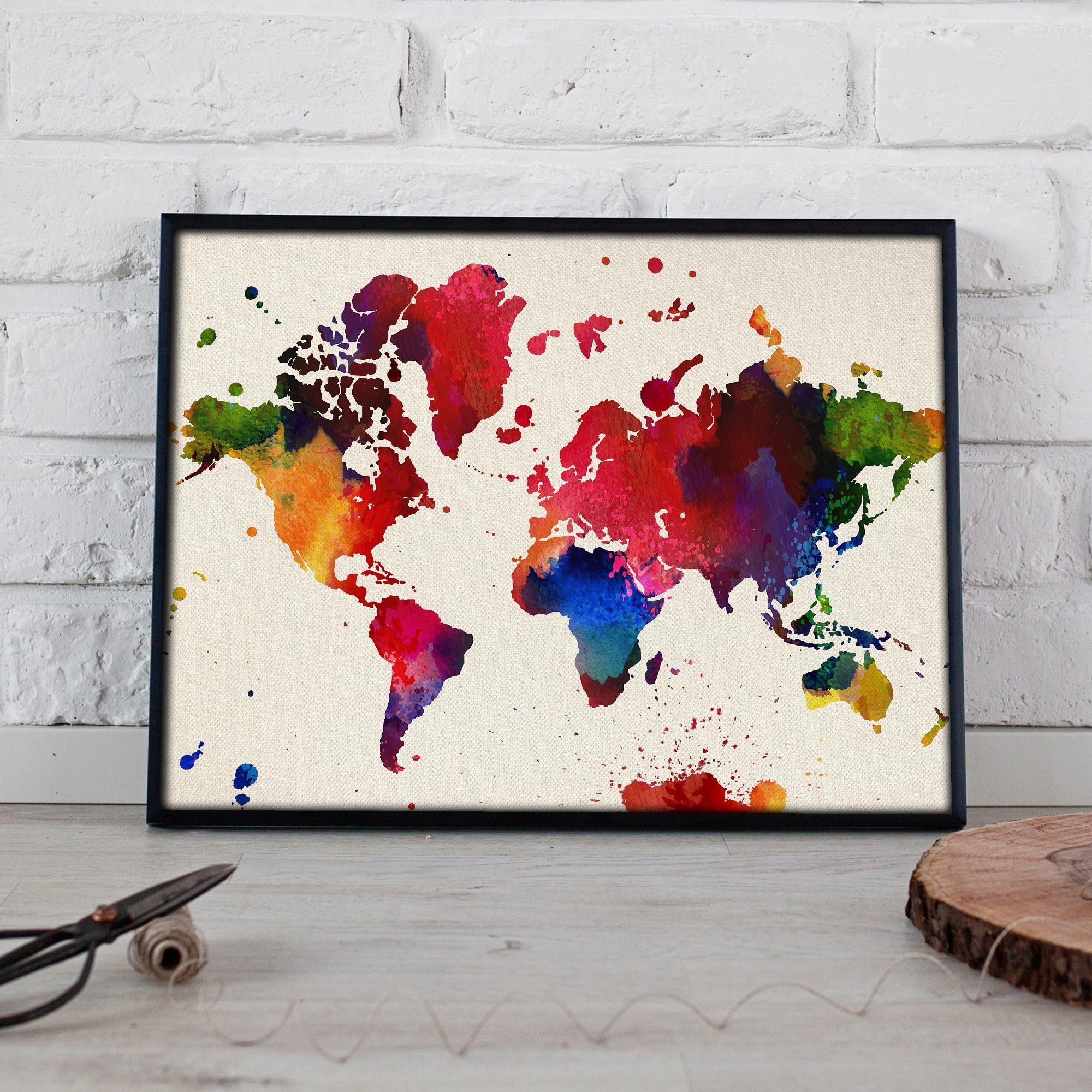 Nacnic Film for framing World Map. Map of the World. Poster with Images of the World Watercolour Style. Foil Maps. Home Decor. Paper 250 Grams 30x40cm Model A