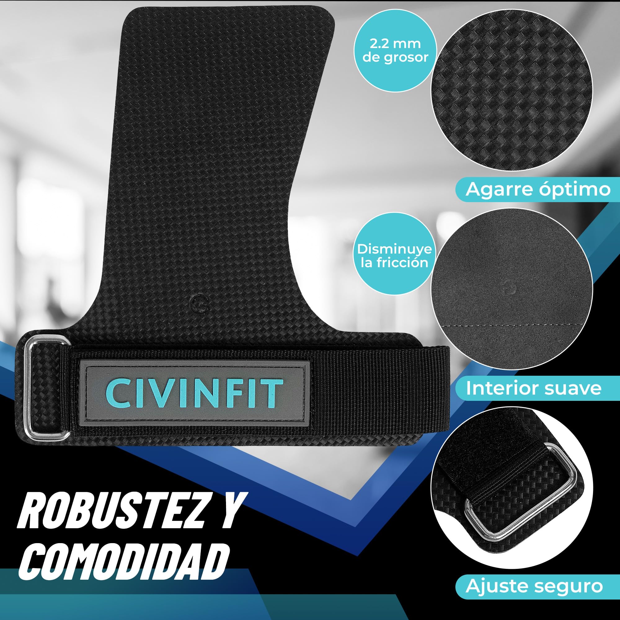 Calleras para Crossfit Iniciación I Calleras Crossfit Mujer Fibra de Carbono I Guantes Gimnasio Mujer , Straps gym Hand Grip Sin Agujeros I Calleras para Crossfit Protección de Manos | Muñequeras Gym