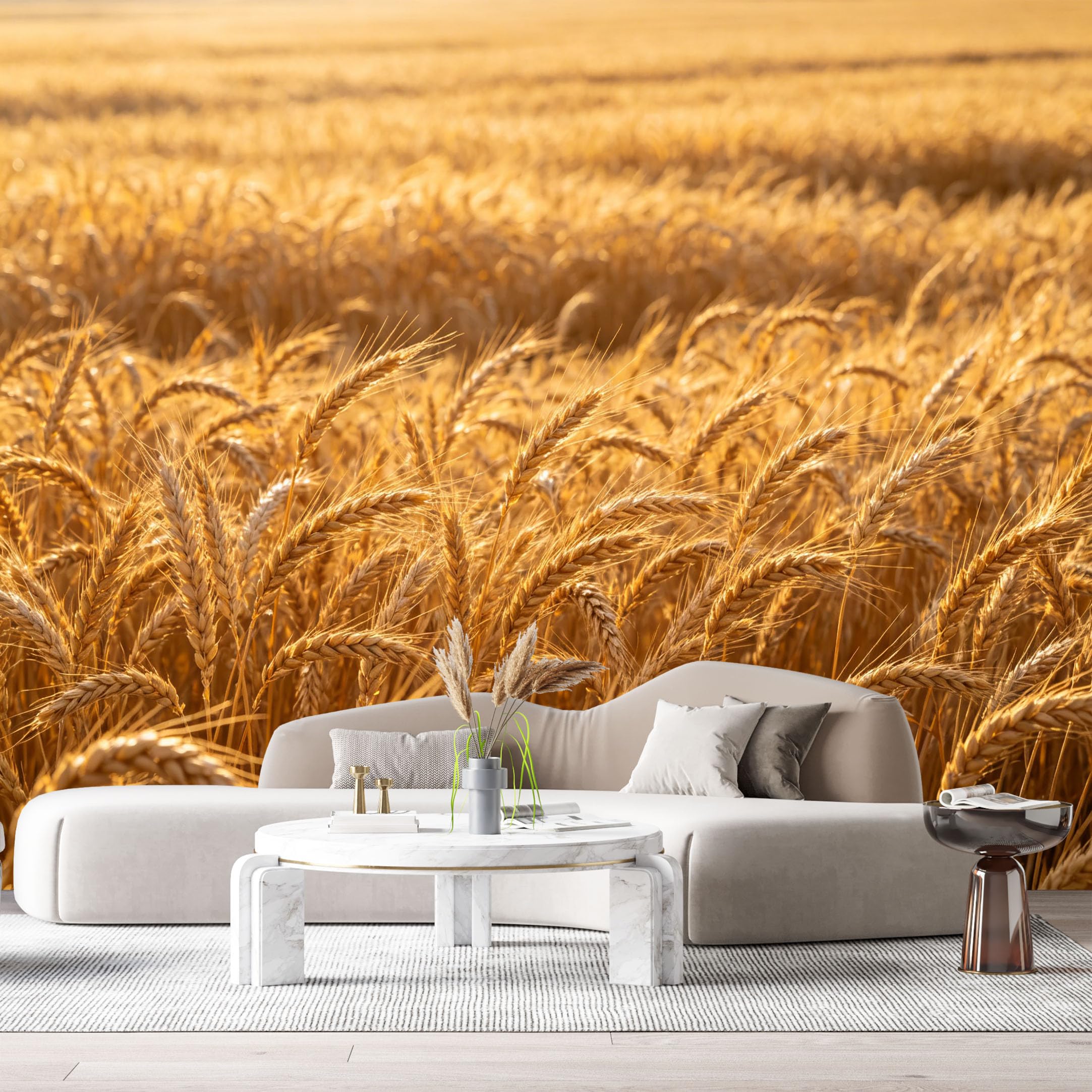 Custom Size Wall Murals Golden Wheat Field Landscape Sunlight Harvest Farmhouse SelfAdhesive Wall Fabric Removable Large Wallpaper for Photo Living Room