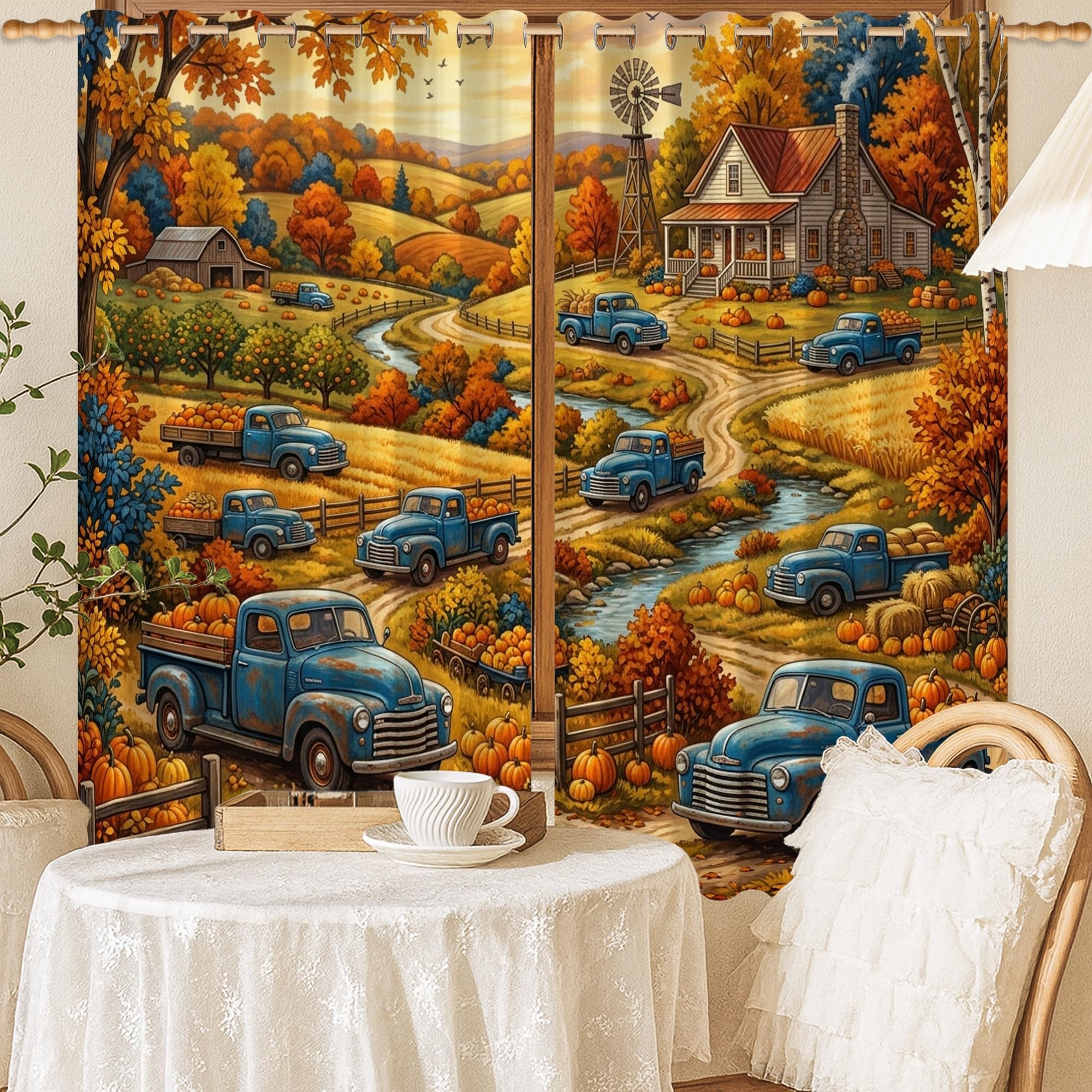 Rideaux occultants anti-froid bleu automne pour éliminer la lumière dans le salon