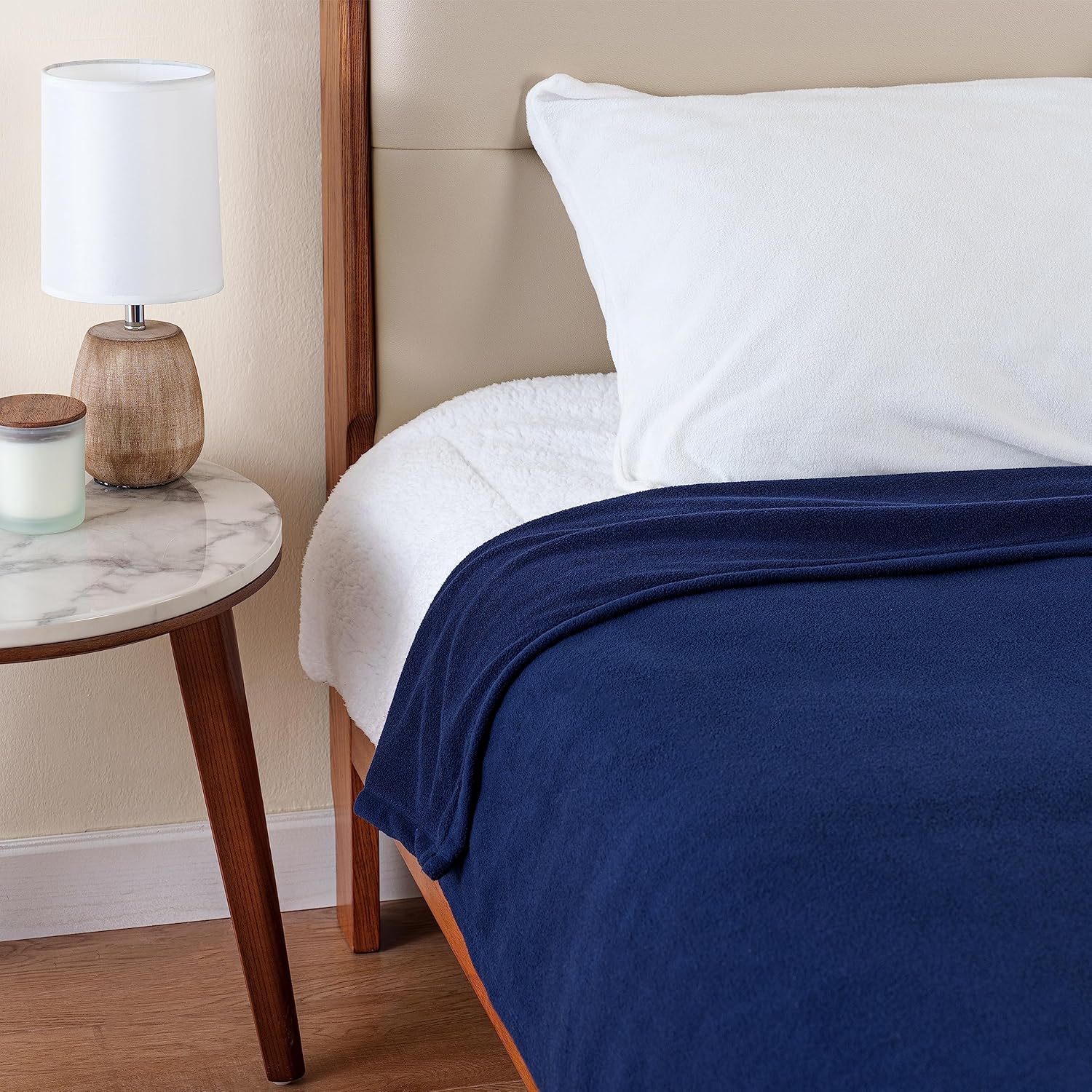 Berkshire Blanket Microfleece Queen Size Bed Blanket Navy, Lightweight Soft Breathable Plush Micro Fleece Blanket for Bed Couch Sofa, 90x90 Inches - Image 7