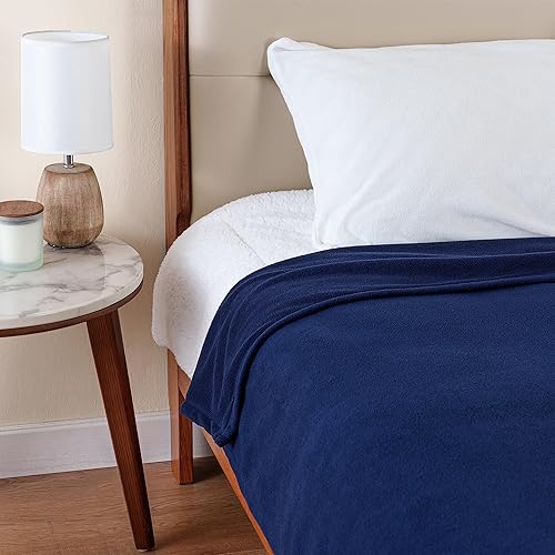 Miniatura 7 de Berkshire Blanket Manta de microforro polar tamaño King de color azul marino, ligera, suave y transpirable, manta de microforro polar de felpa para