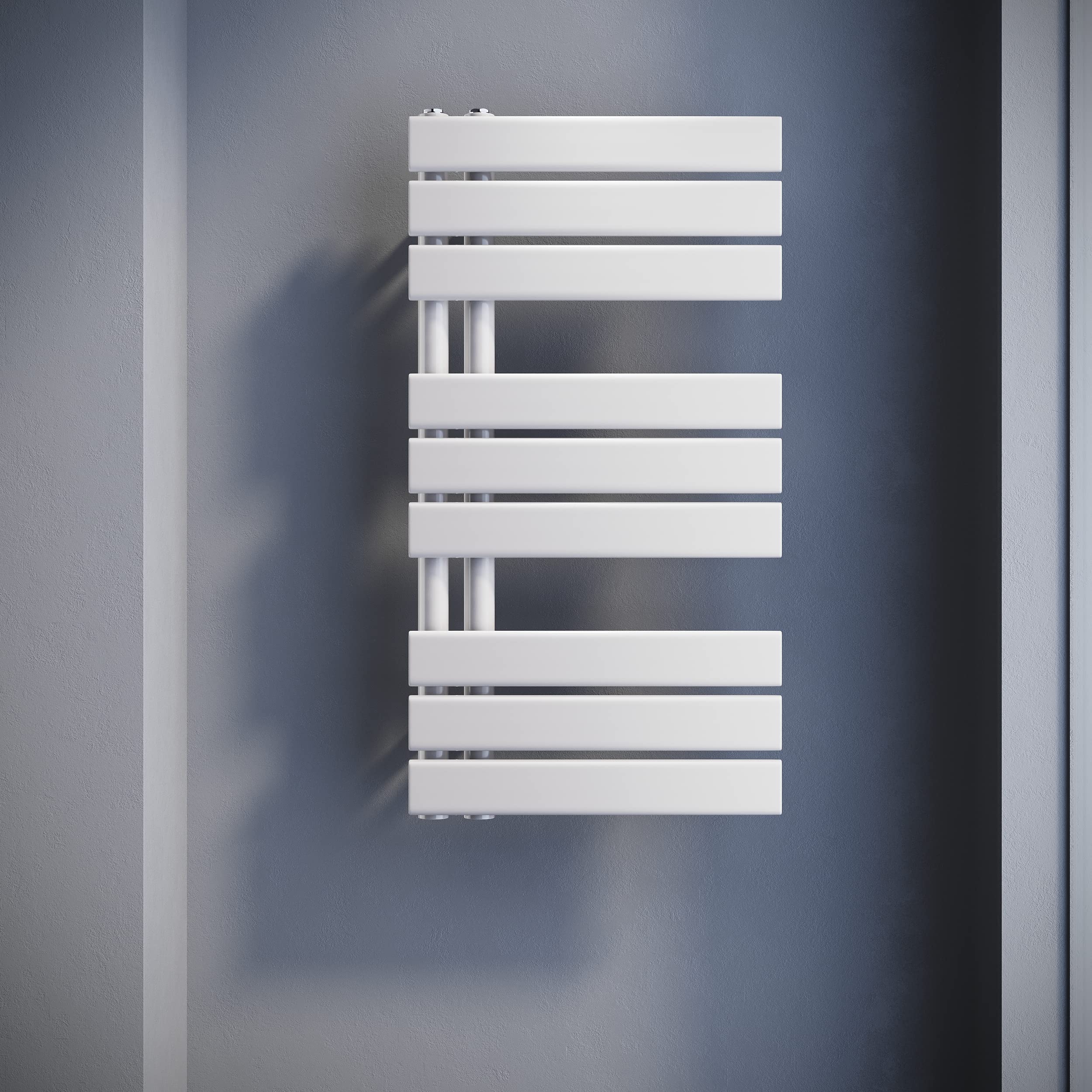 SONNI Badheizkörper Flach Handtuchtrockner 762 x 400 mm Weiß | Handtuchwärmer Seitenanschluss Panel Handtuchheizkörper